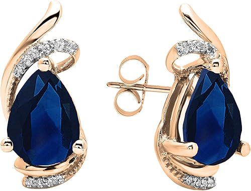 Dazzlingrock Collection Aretes tipo dormilona de lágrima de 10 quilates y 0.315 x 0.236 in cada uno con diamantes redondos (parte trasera empujada),