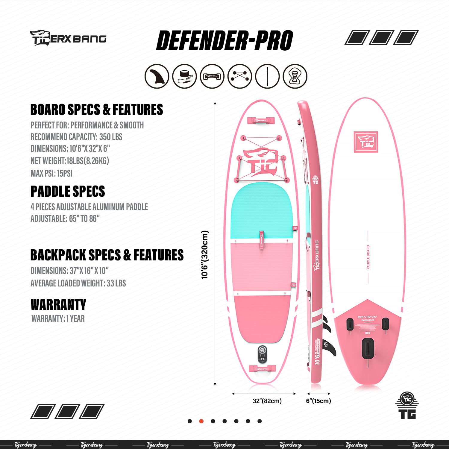 TIGERXBANG Stand Up Paddle Boards 10'6'' x 32'' x 6''丨10' x 31'' x 6'' with Premium SUP Board Accessories, Inflatable Paddle Boards for Adults/Kids Stand Up PaddleBoarding