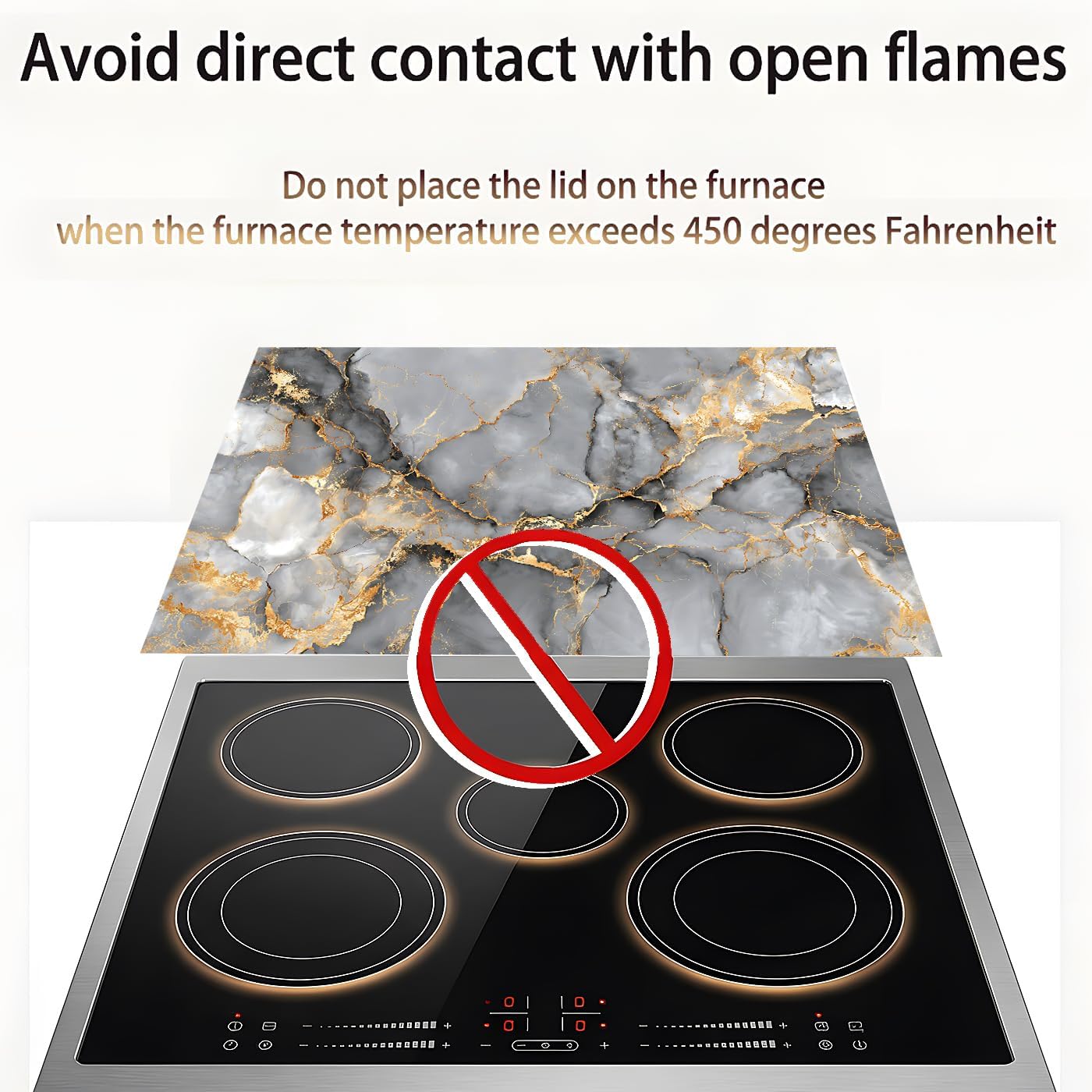 Stove Top Covers for Electric Stove, Glass Stove Cover Protector, Waterproof Oilproof Range Shield, Reusable Surface Mat, 28.3 x 20.5 Inches, Grey Marble Kitchen Decor（Smart gold）