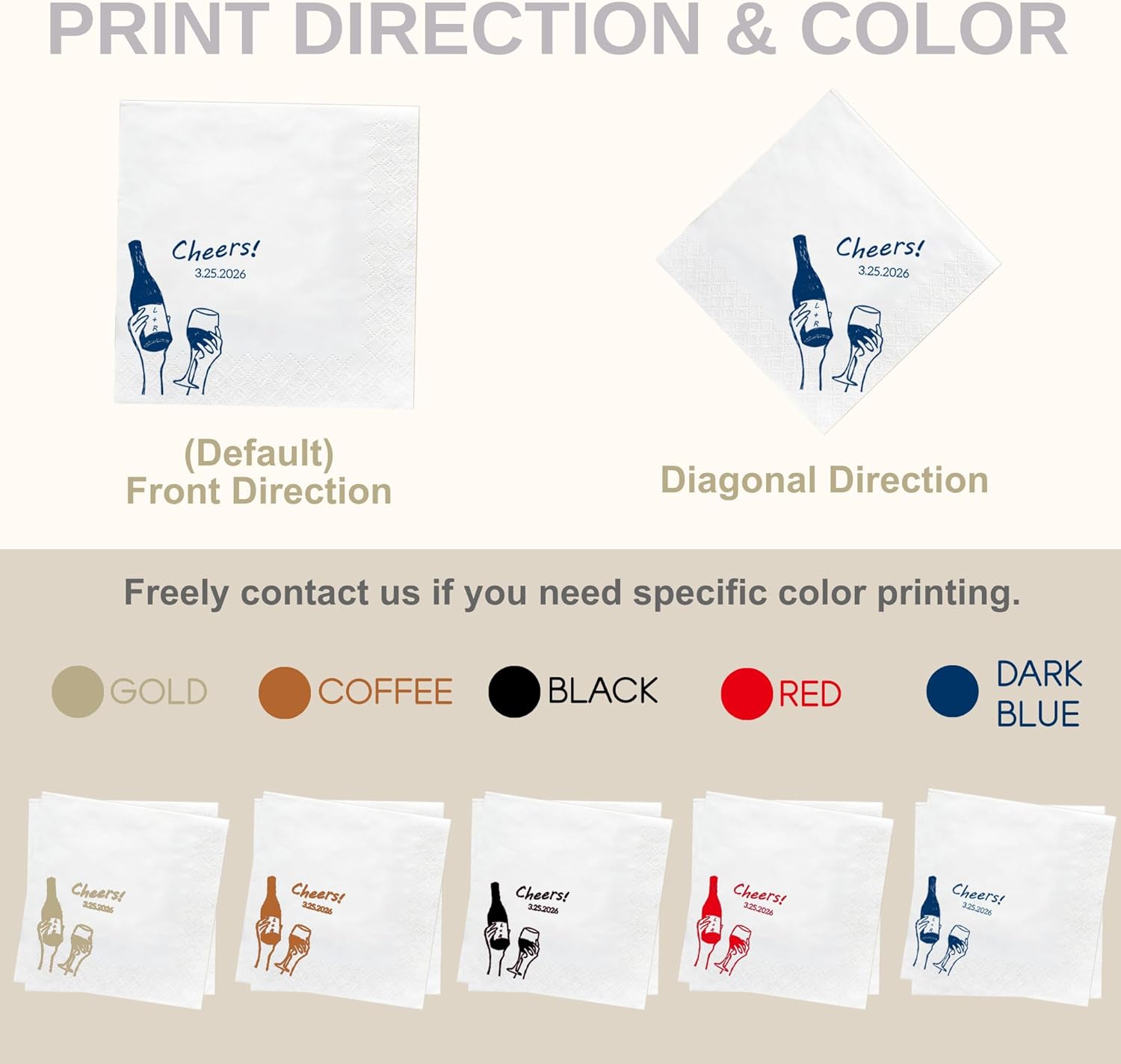 Personalized Wedding Cocktail Napkins | Custom Napkins with Name & Date, 3 ply Customized Paper Napkins for Wedding, Cocktail, Engagement Party, Bridal Shower & Anniversary (party-02)