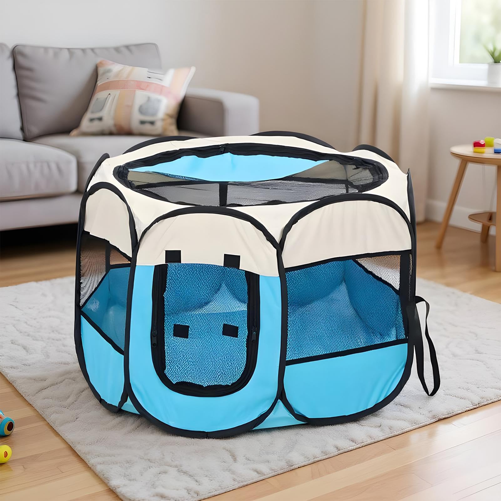 Tenda Per Cani Da Interno Gabbia Trasportino Portatile con Fianchi a Rete | Tenda Per Gatti Da Interno per Cuccioli Conigli Casette da Esterno Campeggio e Viaggio
