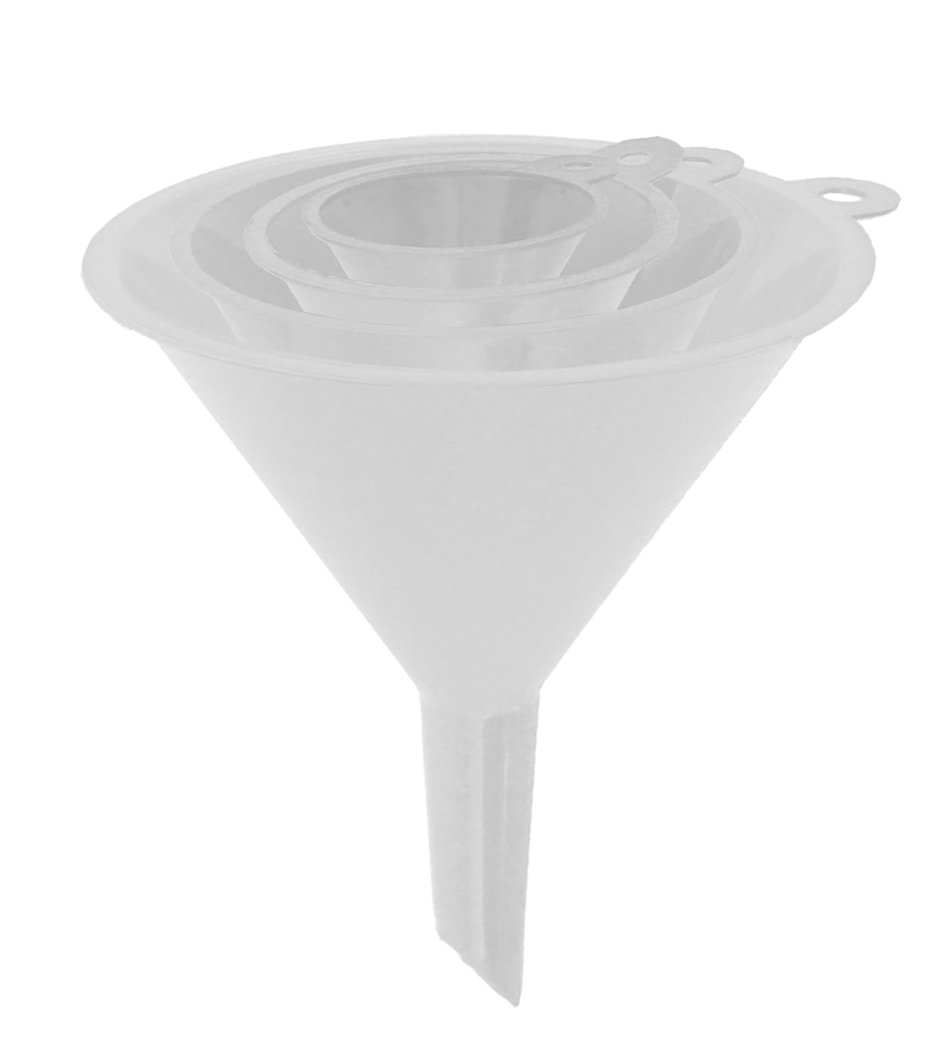 RAM-PRO 4-Piece All Purpose Wide-Mouth White Plastic Funnel Set for Quick and Clean Transferring Liquids, Dry Goods, Between Pitchers, Bottles, Cans and Containers