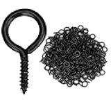 Aovchei Eye Screws, 300PCS 0.75 Inches Heavy Duty Metal Screw Hooks, Self Tapping Eye Bolts, Indoor & Outdoor for Hanging Artwork, Black