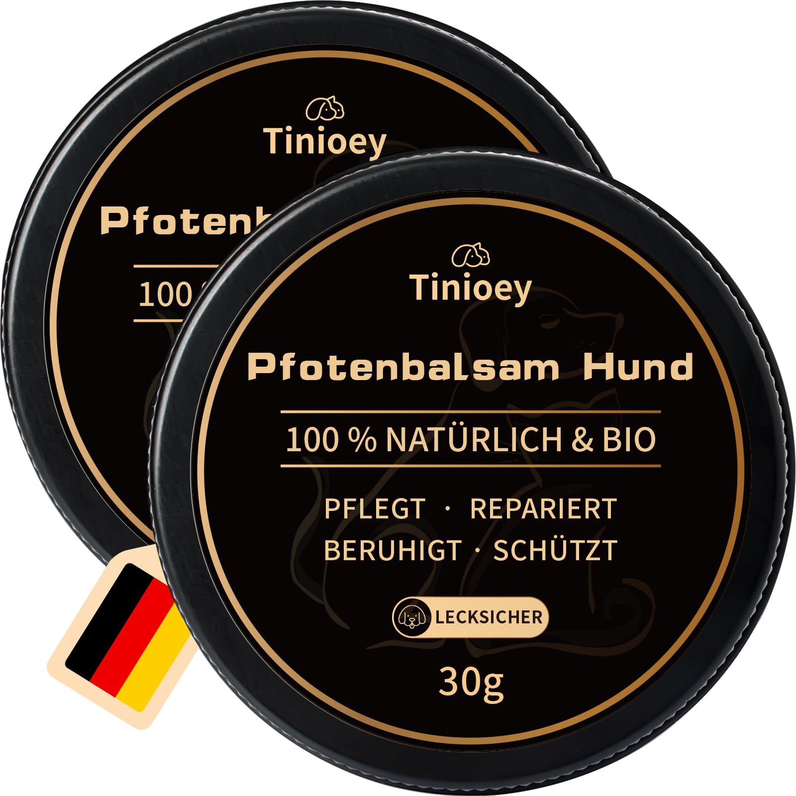 Tinioey Pfotenbalsam Hund 30g x 2 - heilt, repariert und regeneriert trockene, rissige & beschädigte Pfoten, Pfotenpflege Pfotenschutz Hund, Hundepfoten Balsam, Hundezubehör, Hunde Geschenke