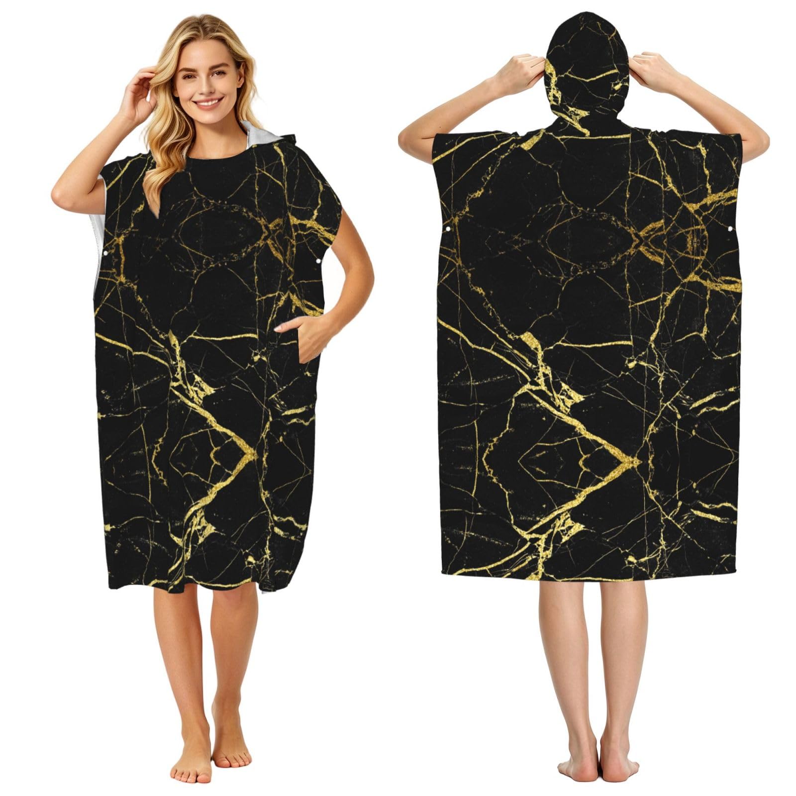 Poncho surf homme et femme léger avec capuche en microfibre de natation