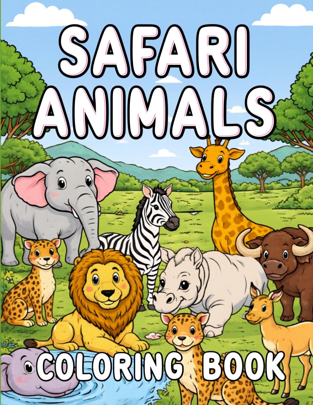 Safari Animals Coloring Book: Coloring Book for Toddlers and Preschoolers Ages 3-5 (Coloring Book with Animals)