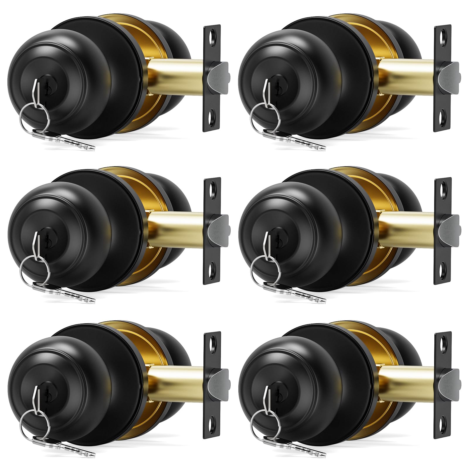 Matte Black Door Knobs with Key - 3 Pack -9