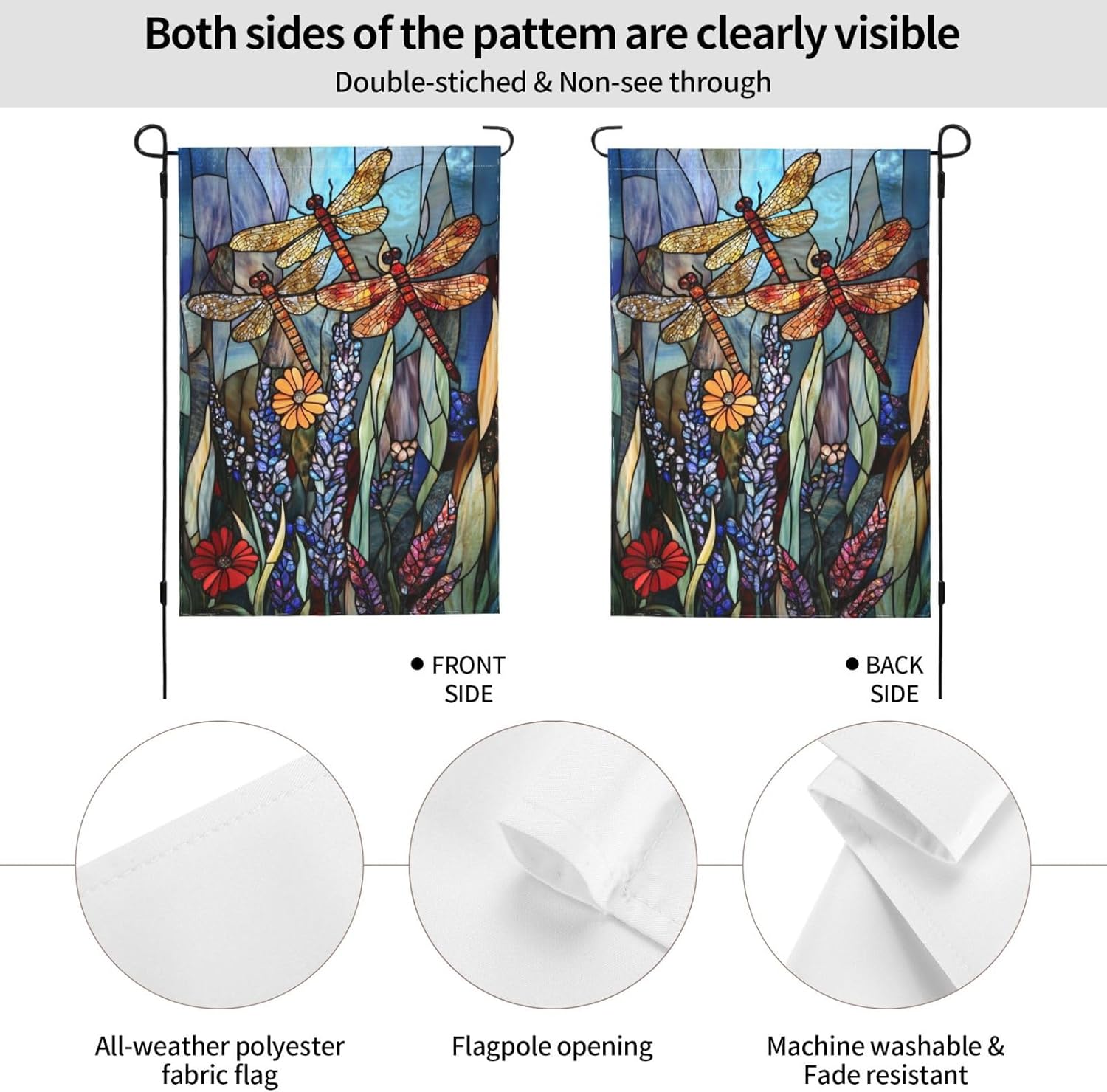 Dragonfly Flower Garden Flag Vertical Double Sided Outdoor Yard Flags 12.5x18 Inch Burlap Banners Vertical Double Sided for Outdoor Decor Lawn - Image 2