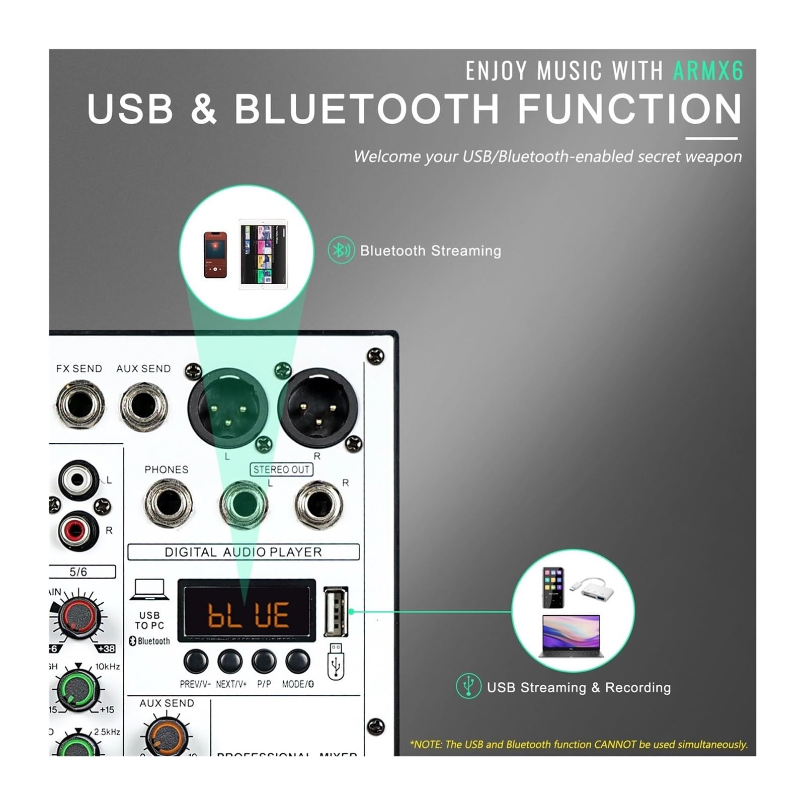 Amazon | ミキサー 6 チャンネル オーディオ ミキサー、USB