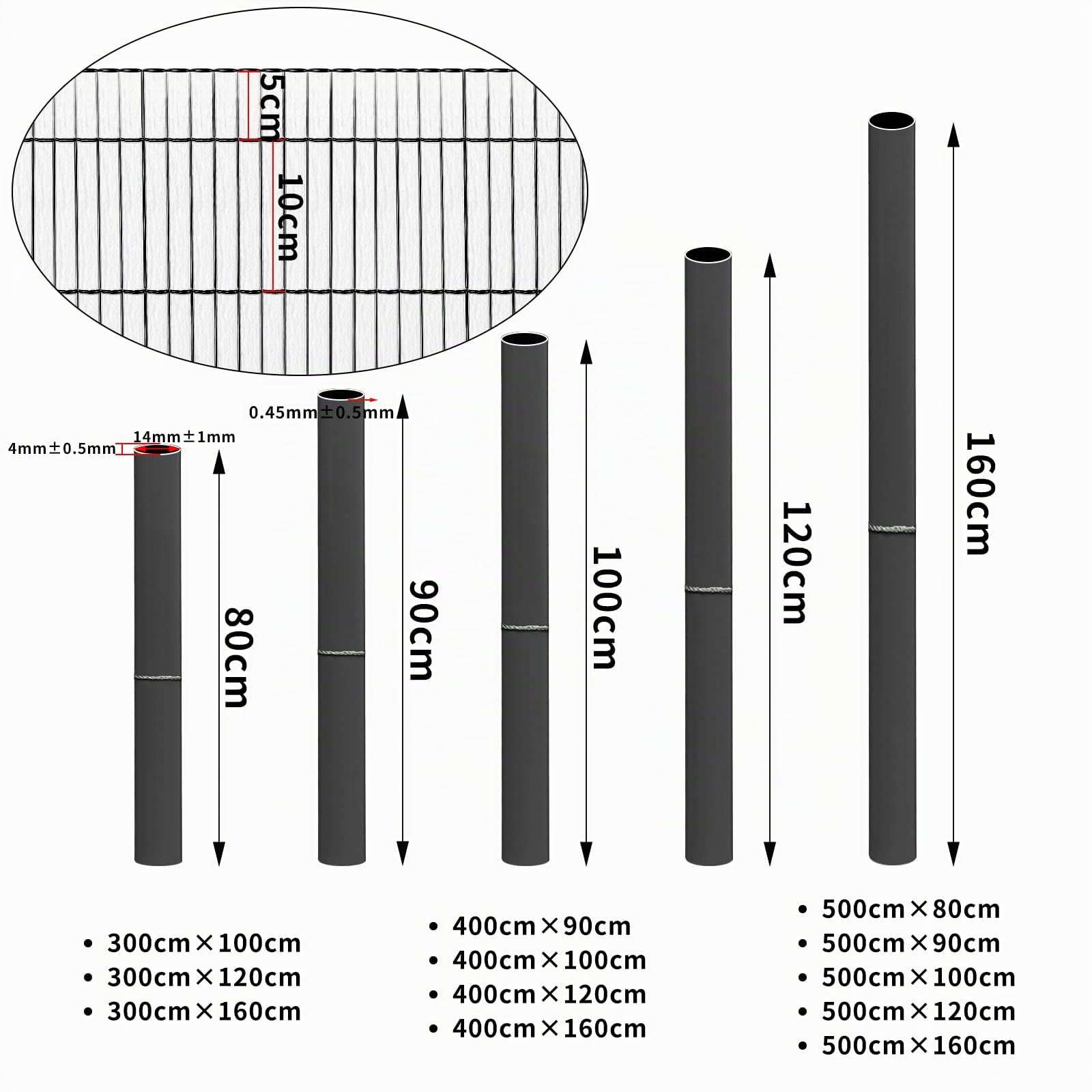 WOLTU Brise-vue occultant PVC 300x120 cm, canisse osier palissade extérieur résistant UV intempéries Gris