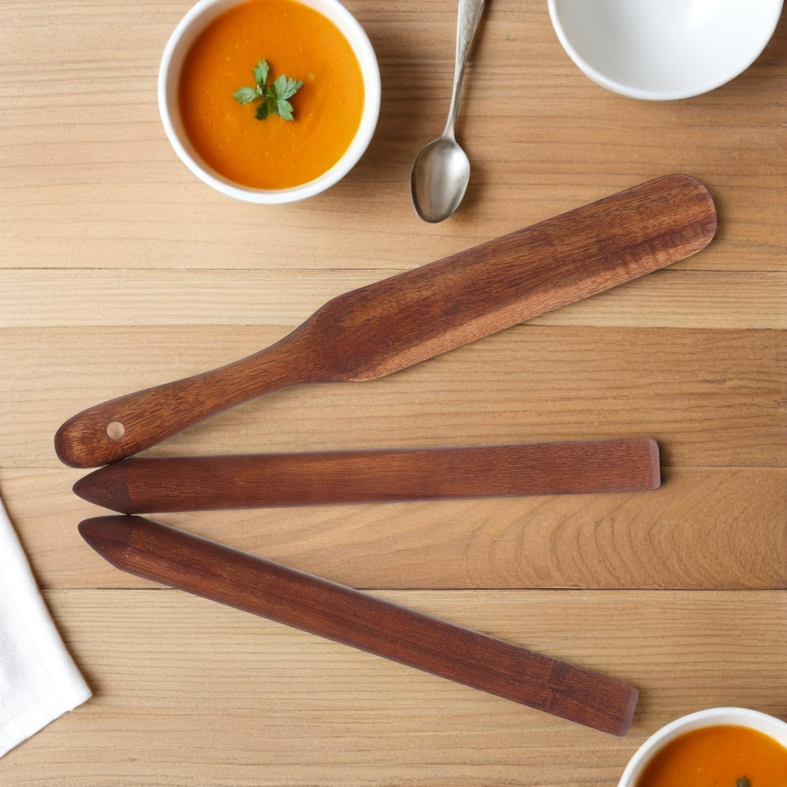 ABOOFAN 3 Piezas Remover de Madera de Acacia Batidor de Pan Utensilios de Cocina de Madera Varilla para Remover Masa Madre Herramienta para Mezclar Pan Herramientas de Cocina Varilla