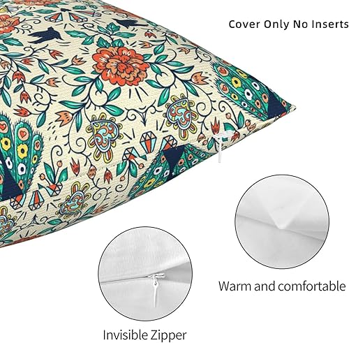 Miniatura 4 de Skulls Peacocks And Roses- Throw Pillow Covers 22"x22" Throw Pillow Cushion Cases Decoration For Couch Sofa Pillow Covers fundas para cojines de