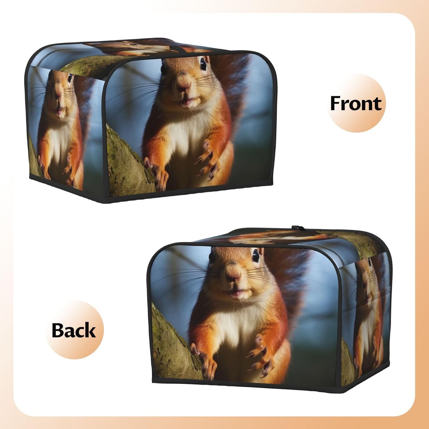 Squirrel Funny Animal 4 Slice Toaster Covers Quilted Bread Maker Cover Small Appliance Cover With Handle Toasters Dust Cover For Home Table Kitchen Decor image 3