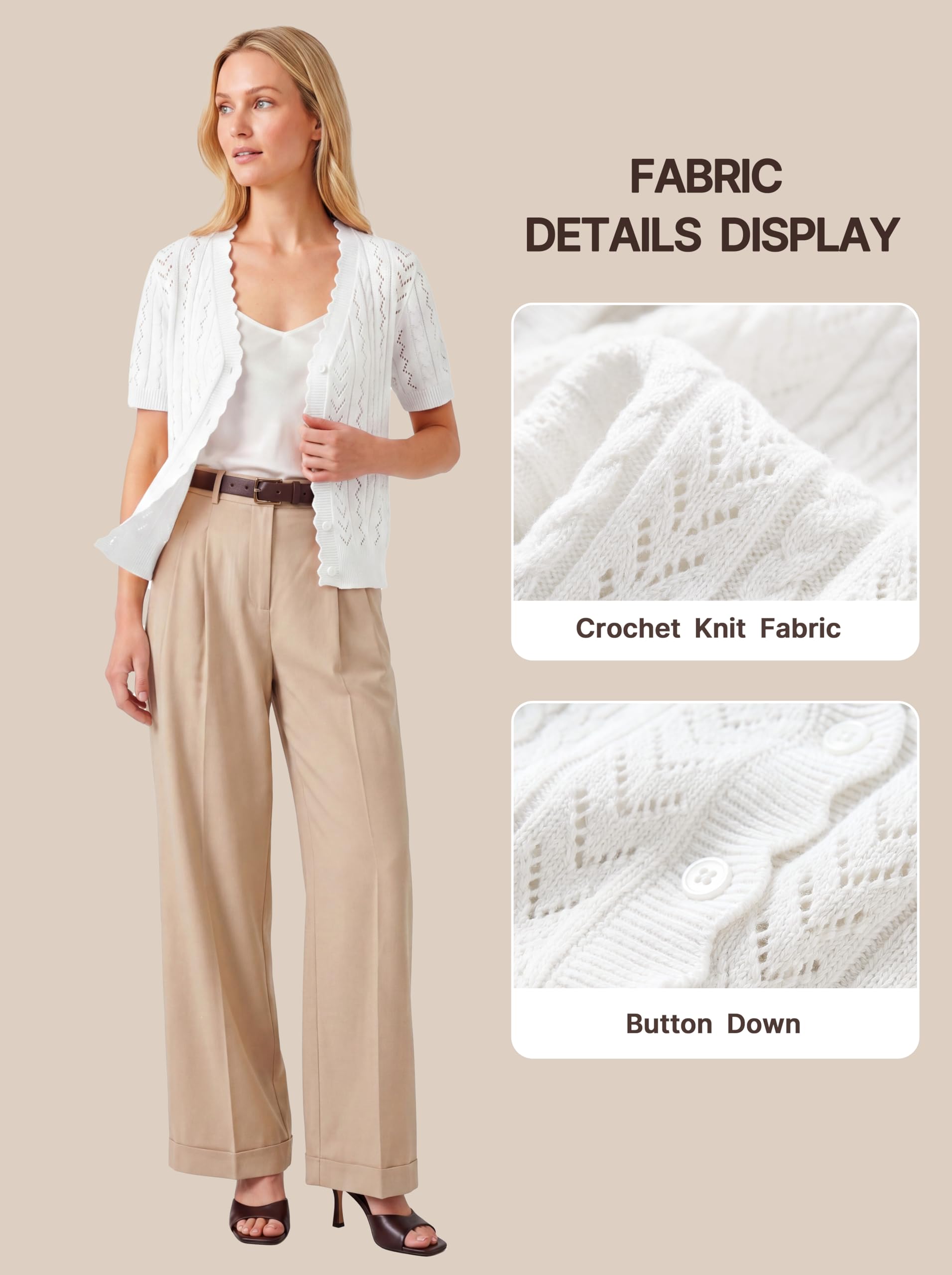 Newshows Cardigans Mujer Manga Corta Verano Ligero Chaqueta de Punto Crochet Cuello V Bolero Shrugs Top para Vestido