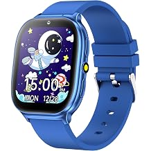 Kids Smart Watch for Girls Boys Age 5-12, 10 Alarms and Vibration Reminder, App Location Check, 20 Puzzle Games HD Touch Screen Watch with Camera, Music Player, Pedometer, Flashlight, GiftBlue