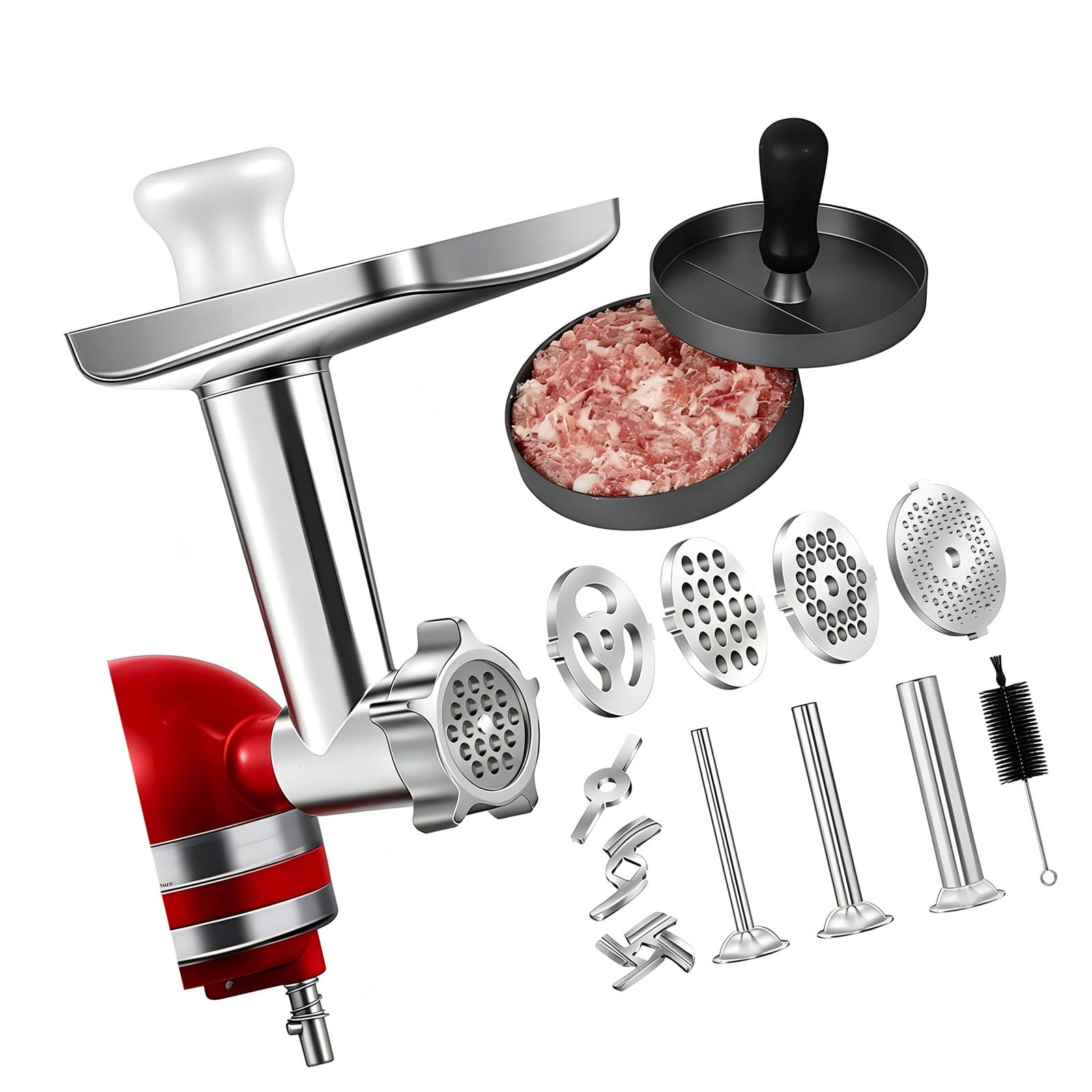 Set accessori per tritacarne e insaccatrice in metallo, accessorio da cucina per robot da cucina per la preparazione quotidiana della carne e tritare a casa Accessorio per tritacarne per mixer