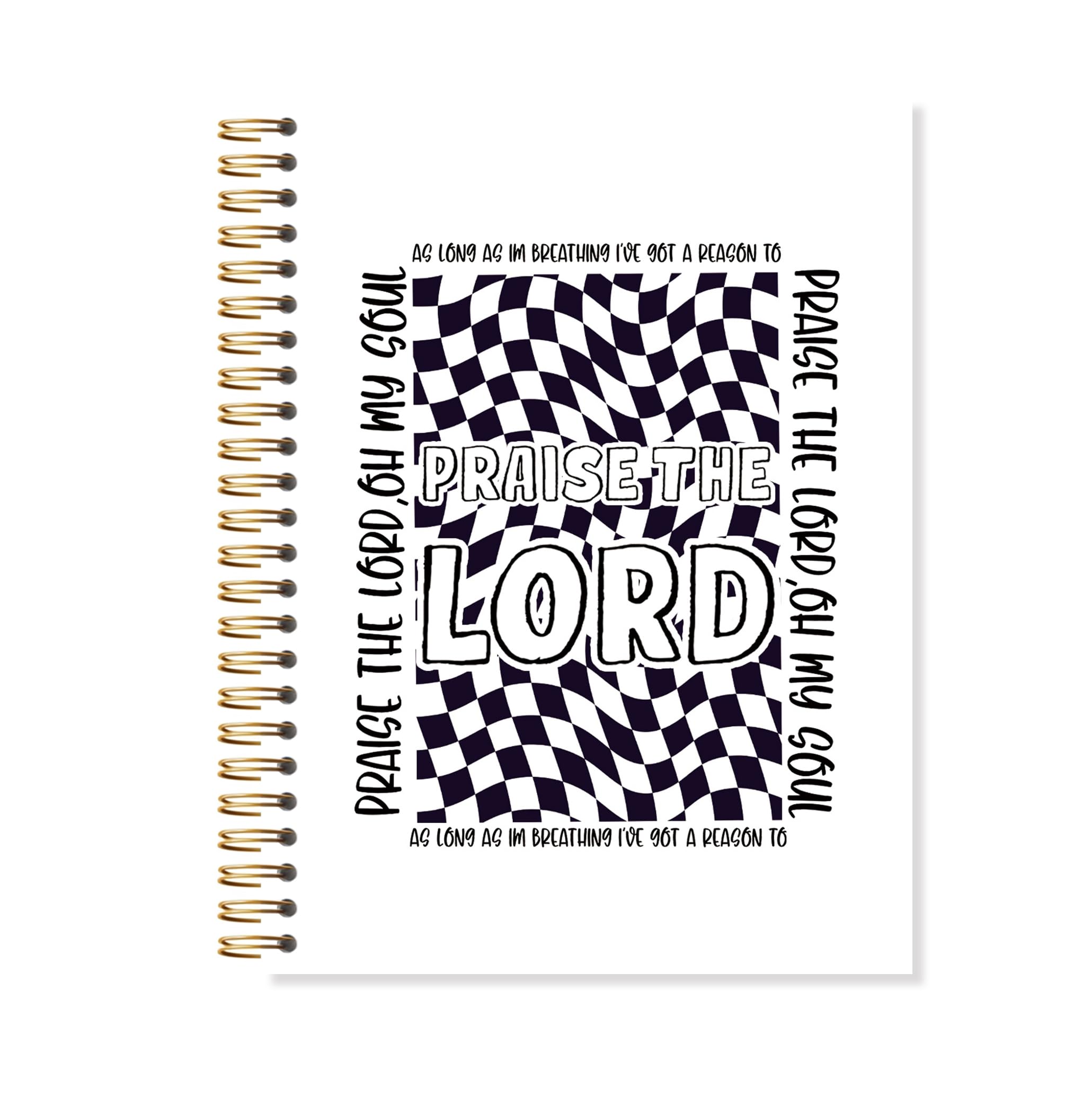 OSLYSOF Black White Checkered Christian Spiral Notebook, Praise the Lord Bible Journaling Notebook, Religious Bible Notebooks for Note Taking,