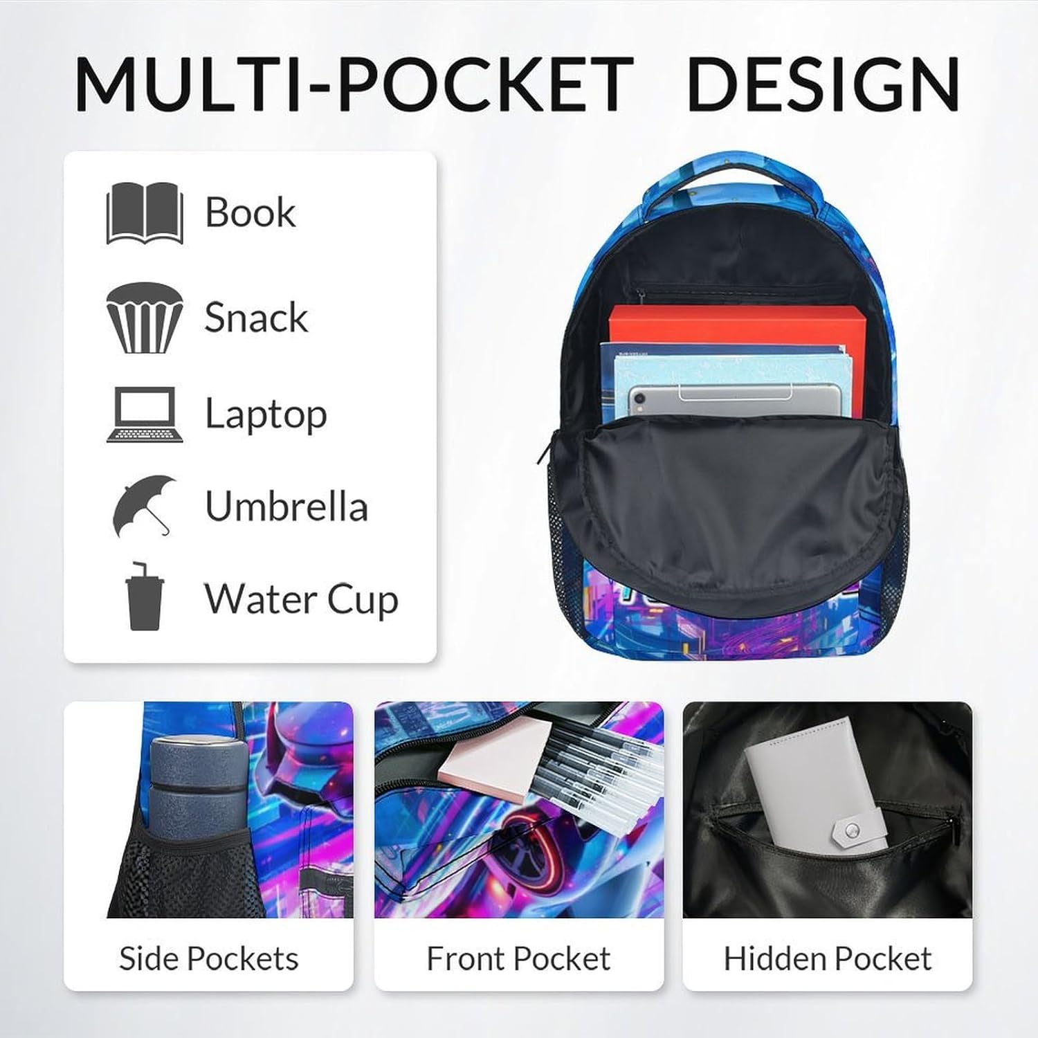 Boys Backpack, Personalized School Back Pack Set, Racing Car Backpack for Kids Ages 6-8, 17 Inch Toddler Schoolbag with Lunch Box and Pencil Case