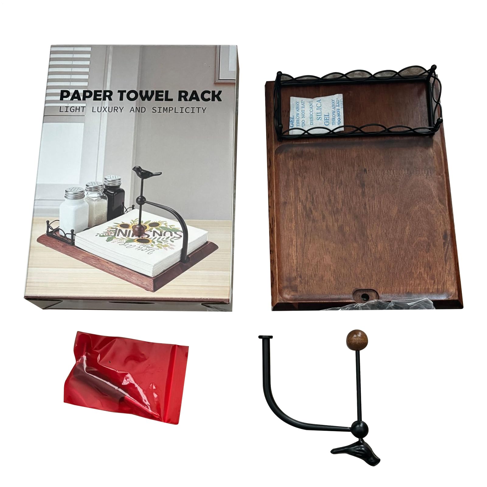 Porte-serviettes de table en bois rustique et distributeur de papier pour cuisine et bar