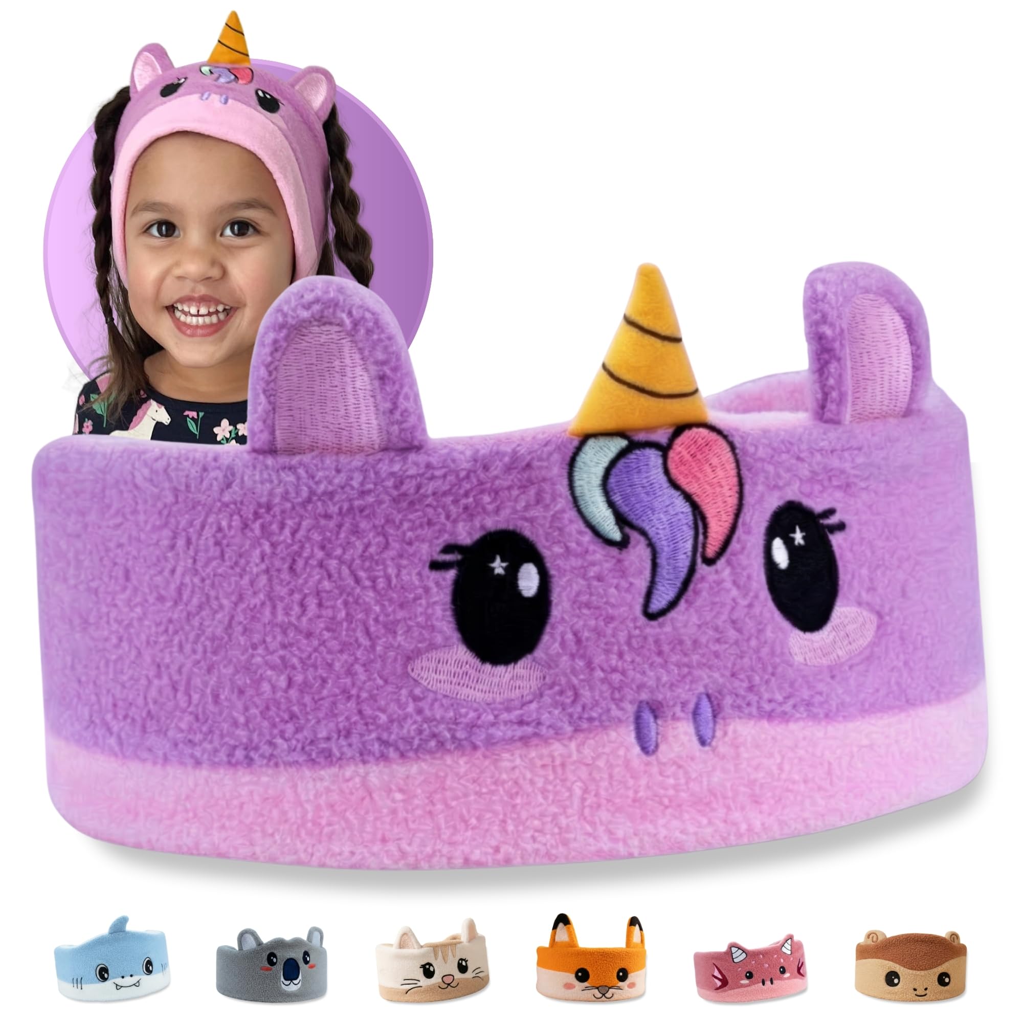 3.0 - Cuffie originali per bambini, fascia wireless Bluetooth, comode cuffie per aereo, limite di volume sicuro, regolabili, per viaggi, scuola e sonno (Sparkle)