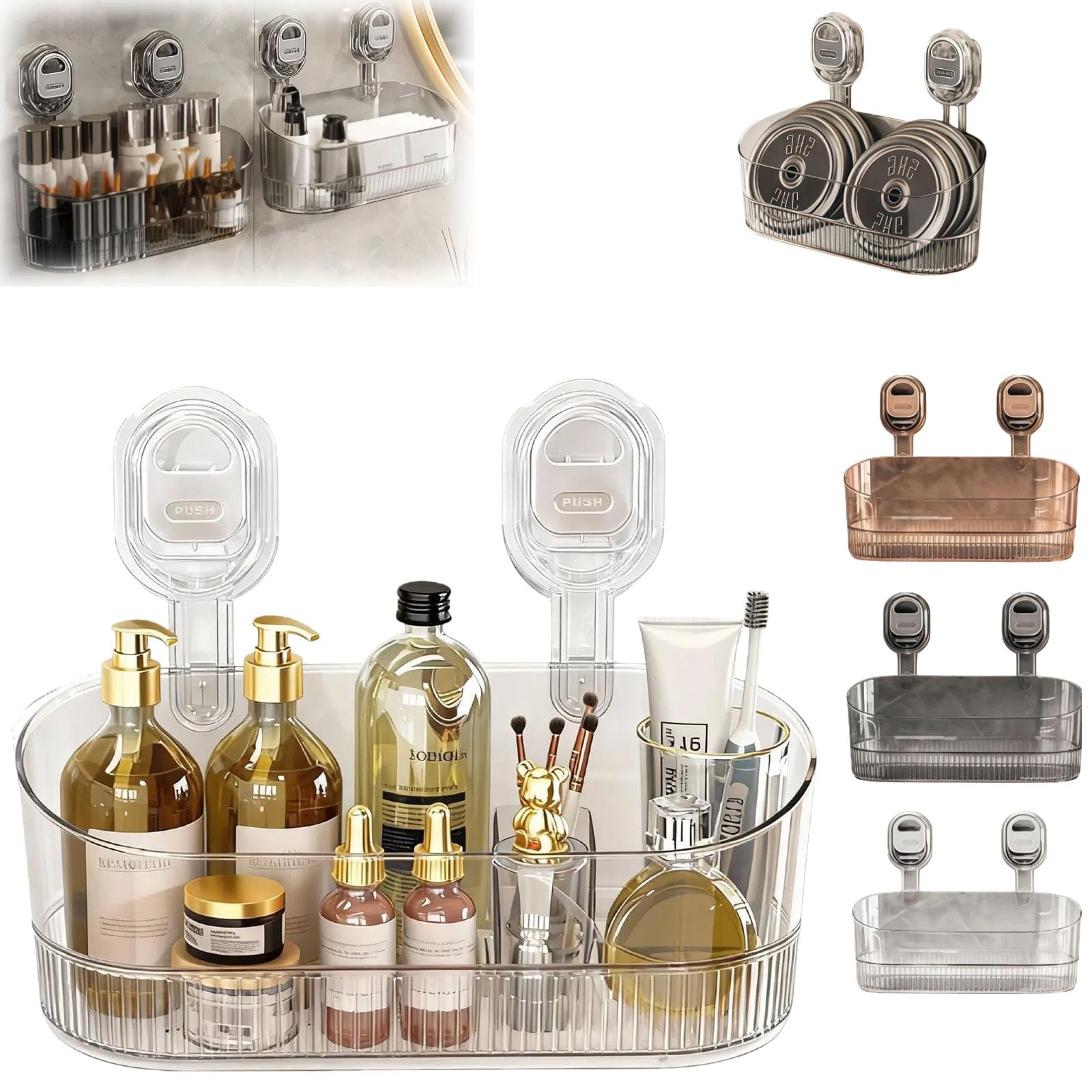 2026 New No Drill Bathroom Shelves Drain Rack Organizer Corrugated Suction Cup Storage Holder Shower Caddy Suctions Cup
