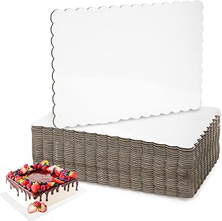 Tebery 40 Pcs Rectangle Cake Board Greaseproof, 14x10 Inch Quarter Cake Sheet Cardboard, Sturdy Cupcake Bases Tray for Party, Food Grade Dessert Plate Stand for Pizza, Pastry, Craft, Disposable