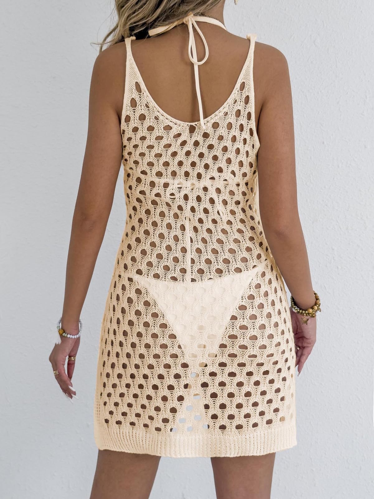 Rayson Kostium kąpielowy damski morski Crochet Curvy tunika plażowa bez rękawów