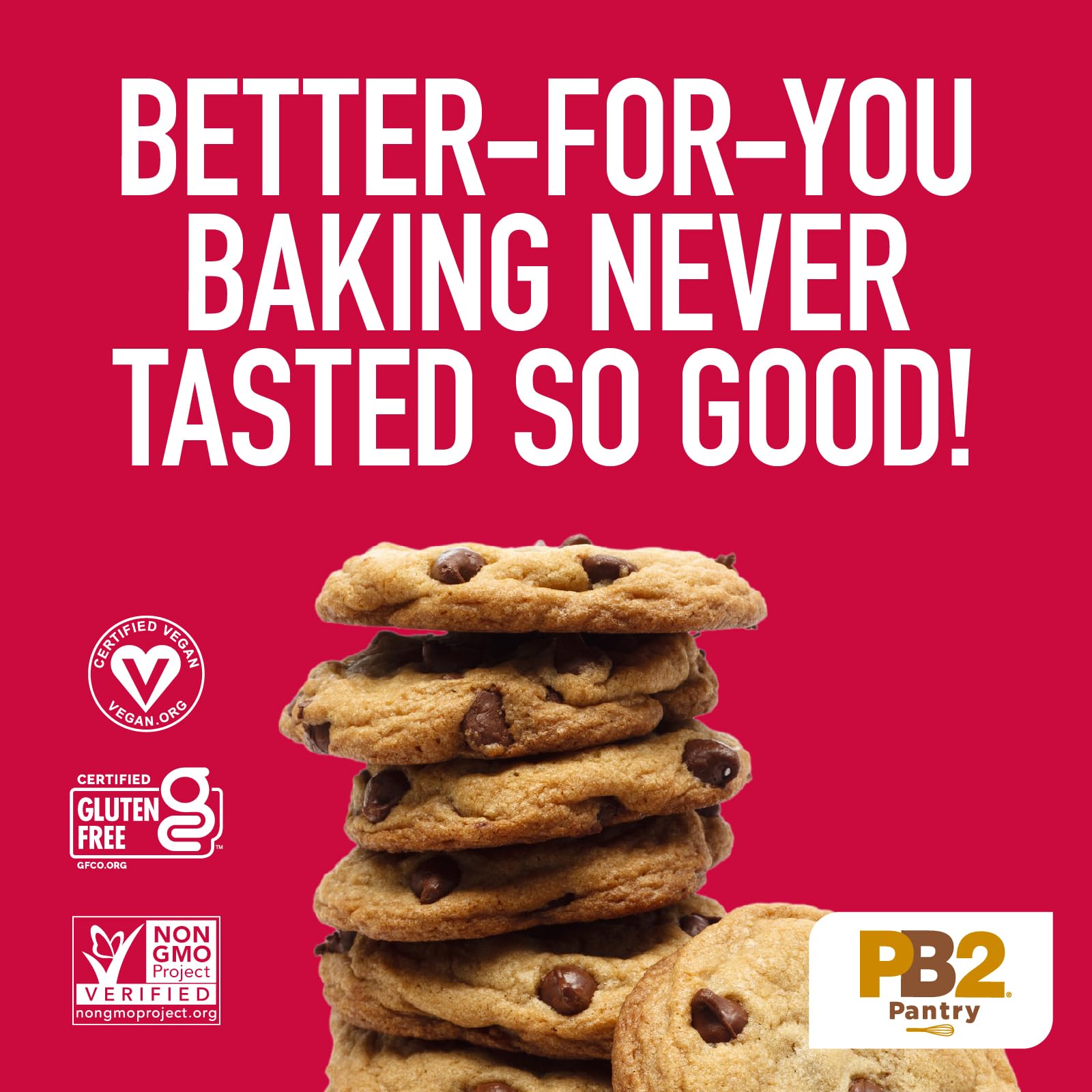 PB2 Pantry Mezcla de galletas con chispas de chocolate, tarro de 16 onzas, certificado vegano, sin gluten, sin OMG, 4 g de proteína vegetal por galleta