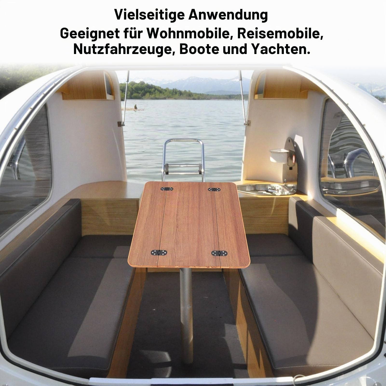 RV -Tischplatte, Holz Entfernbares Faltbares Boot Marine Dinette Tisch Tisch Ersatz für Yachtschiff Caravan, Pontonschreibtisch, RV -Zubehör (Brown (595x580mm/23.43x22.83in))