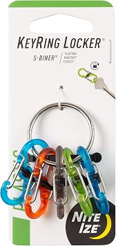 Nite IZE Key Ring Locker, Stainless Steel Keychain and 5 S-Biner MicroLocks