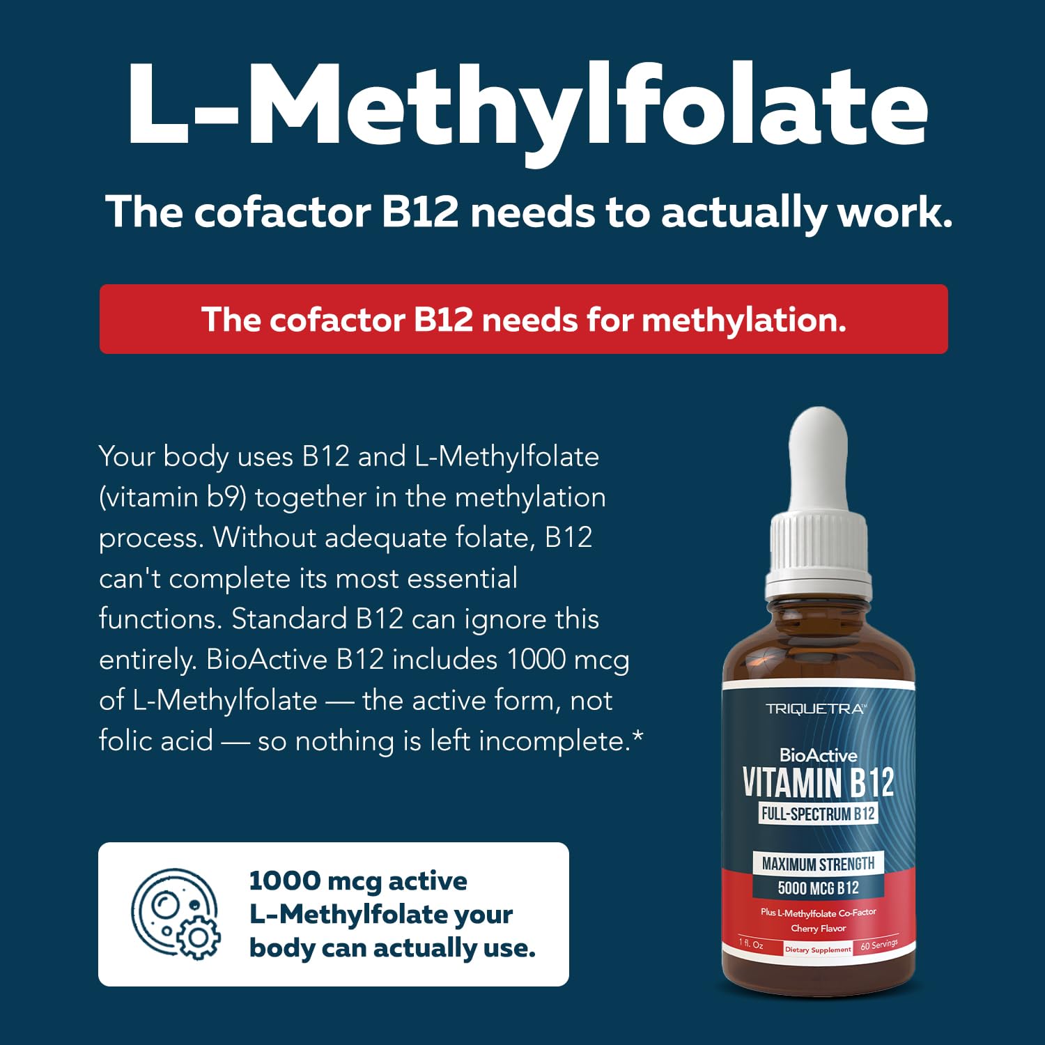 BioActive Vitamin B12 5000mcg, 3 BioActive Forms + Methylfolate Cofactor — Amazon image 6