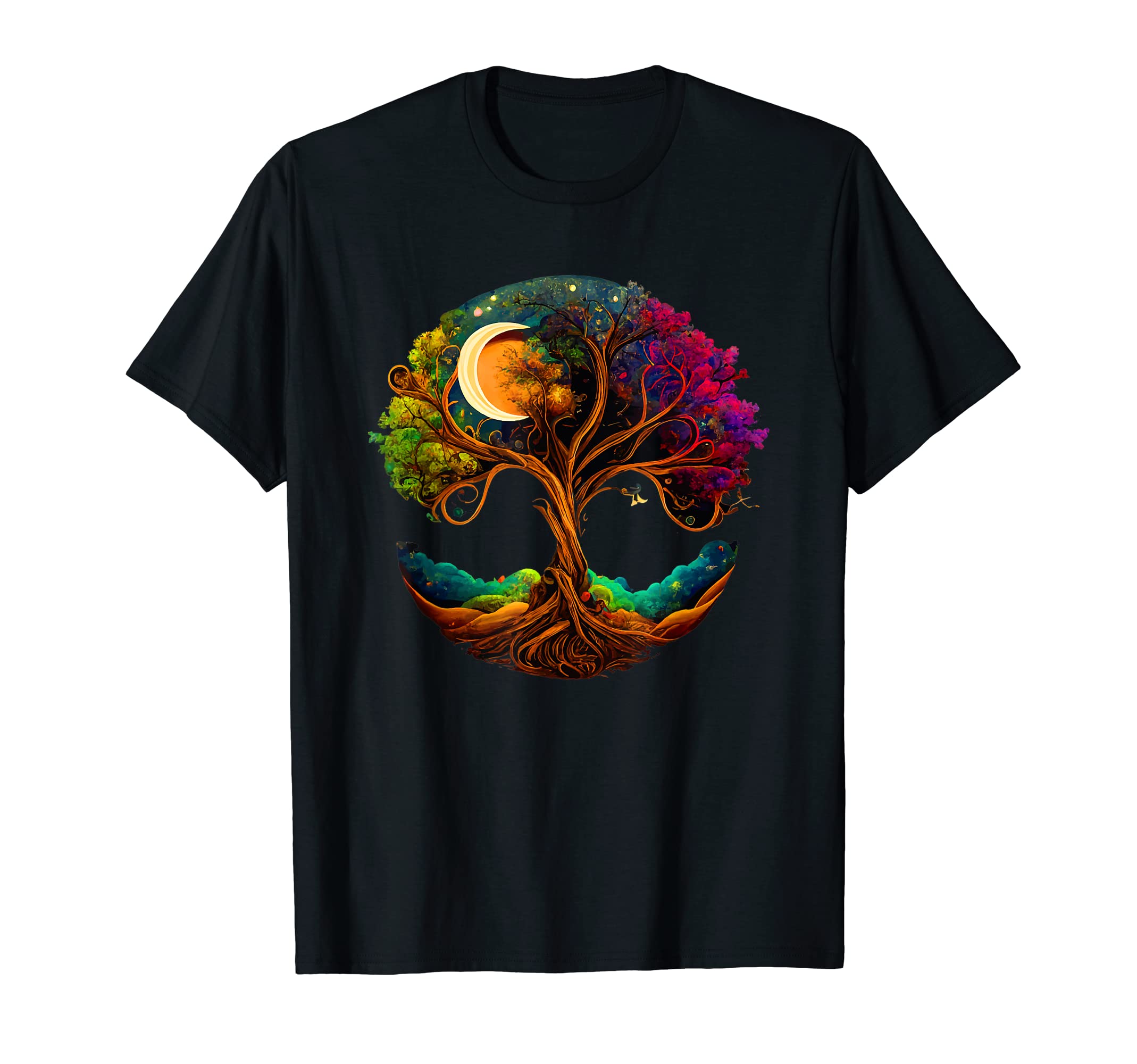 Moon Phases Life Tree SpiritualityMoon Phases Tree of Life T-ShirtOEKO-TEX STANDARD 100