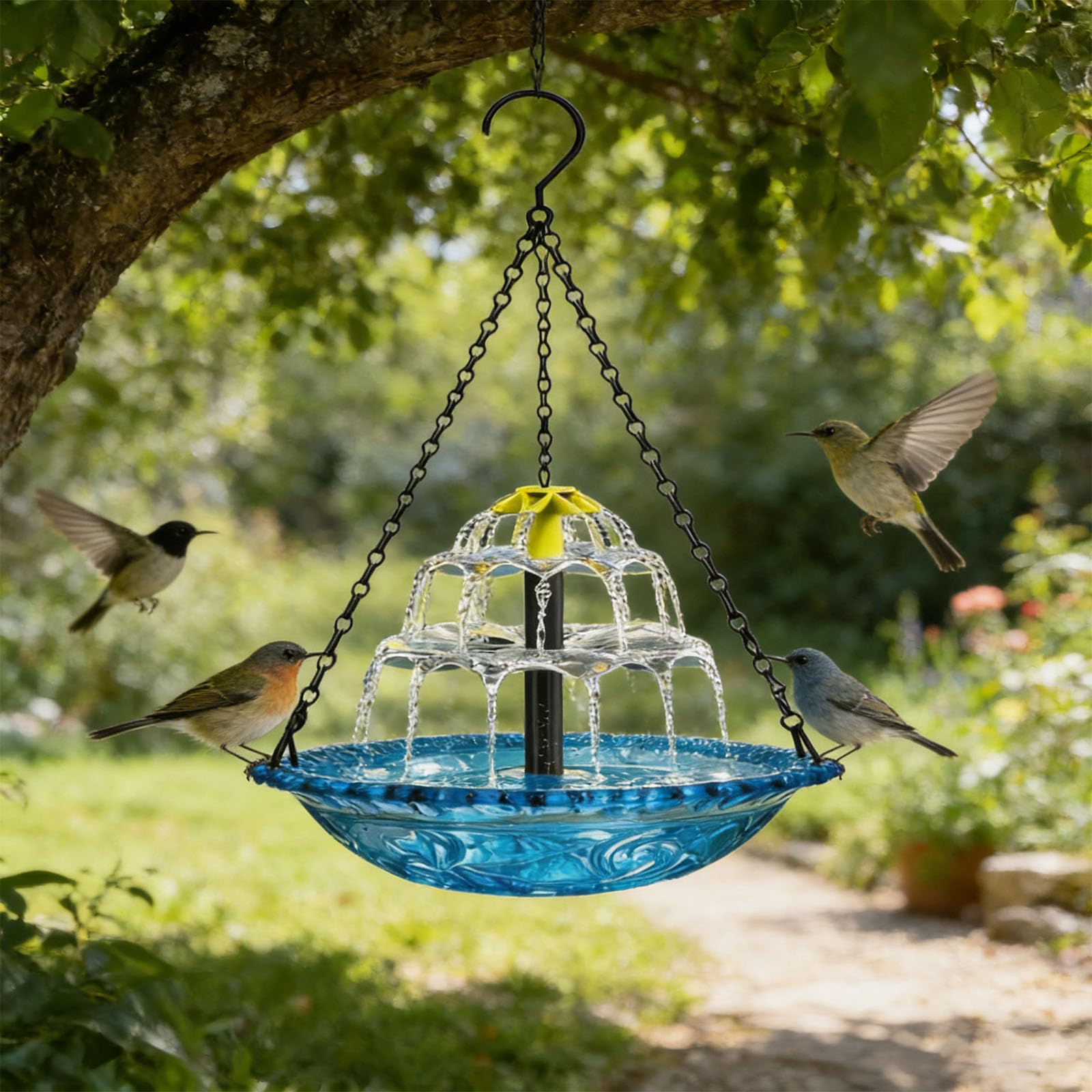 Sichtbare Solar-Wasserversorgung für Vögel mit 3 Meter langem Kabel und platzsparender Hänge-Solar-Gartendekoration
