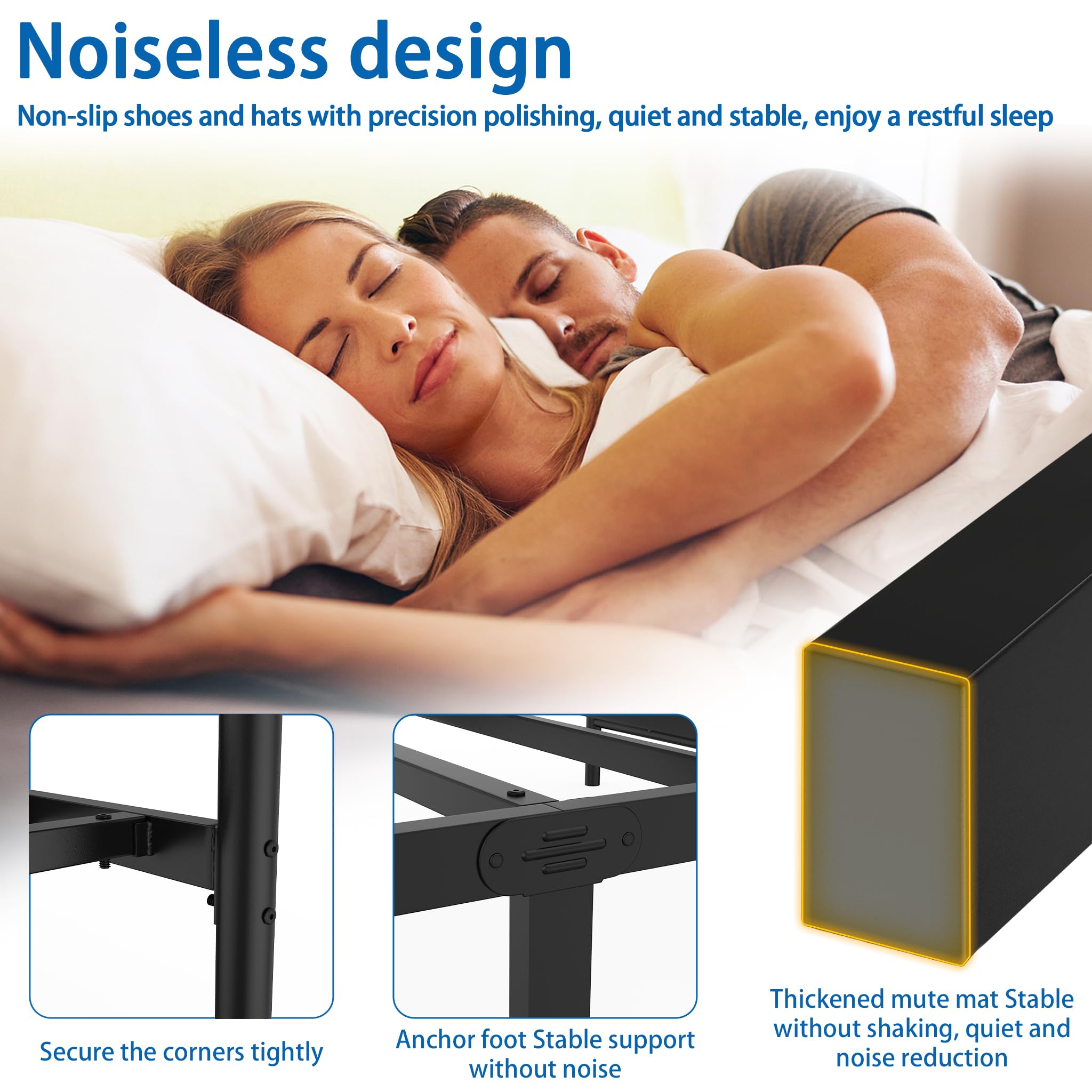 NAIZY Estructura de cama de 160 x 200 cm, con respaldo de metal, marco de cama con somier, cama de metal de 42 cm de altura, para dormitorio y habitación de invitados