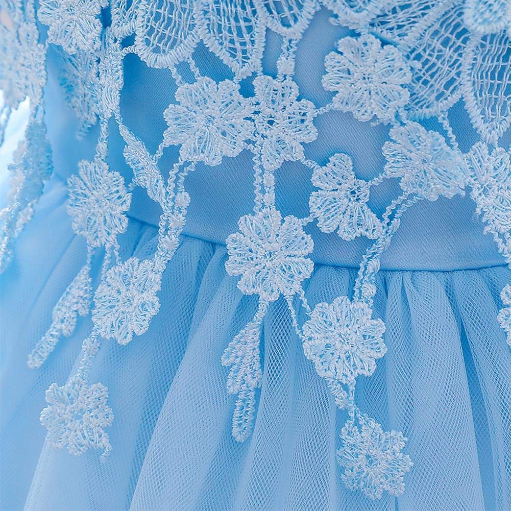IMEKIS Robe de princesse en dentelle pour bébé fille - Sans manches - Avec nœud papillon - Pour fête, concours de beauté, mariage, anniversaire, baptême, 1 robe bleue, 18-24 mois