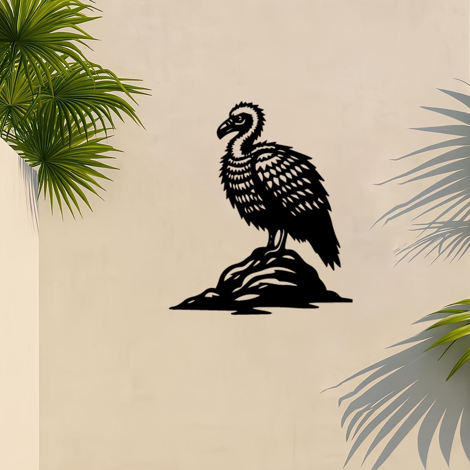 Decoración de pared abstracta contemporánea de metal con llamativa escultura de buitre, mural de buitre para toda la vida, resistente a la intemperie para exteriores, ideal para jardín, valla y p