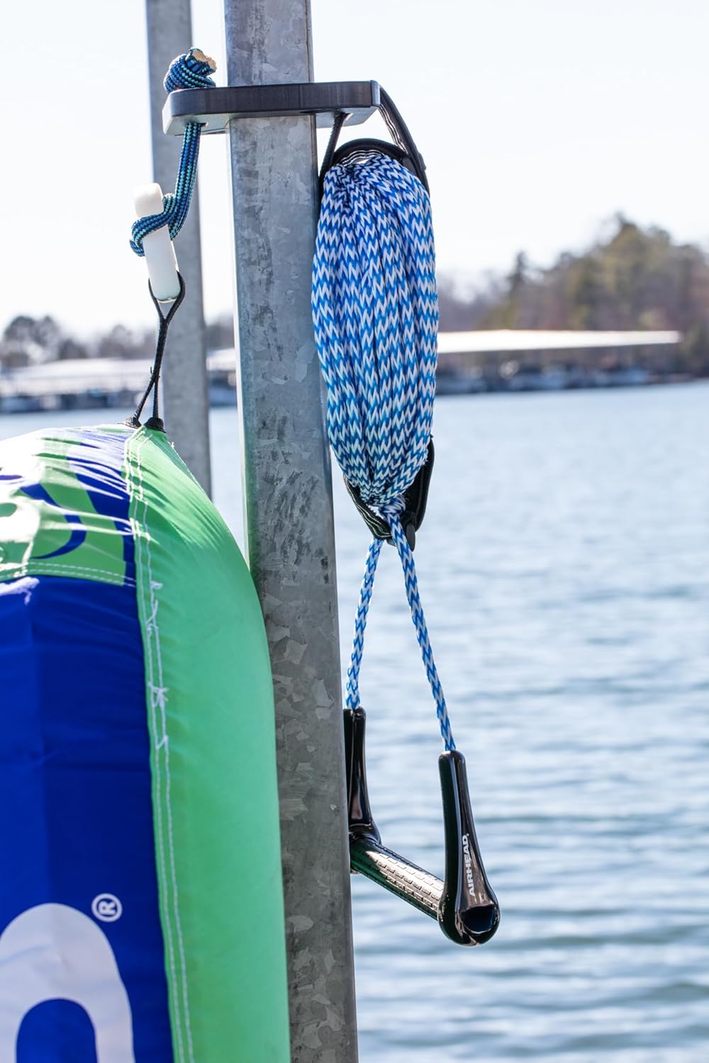 Tow-Behind Dock Storage - Keep Tubes Secure & Organized - No Drill Easy Install - Heavy Duty, UV & Rust Resistant - Made in USA- Fits a 3" Square Post