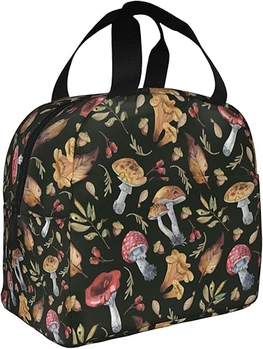 Miniatura 2 de Lonchera aislada para acuarela, hojas de otoño, setas, lonchera, resistente, espaciosa, para adultos, para aprovechar tu día, impermeable, para