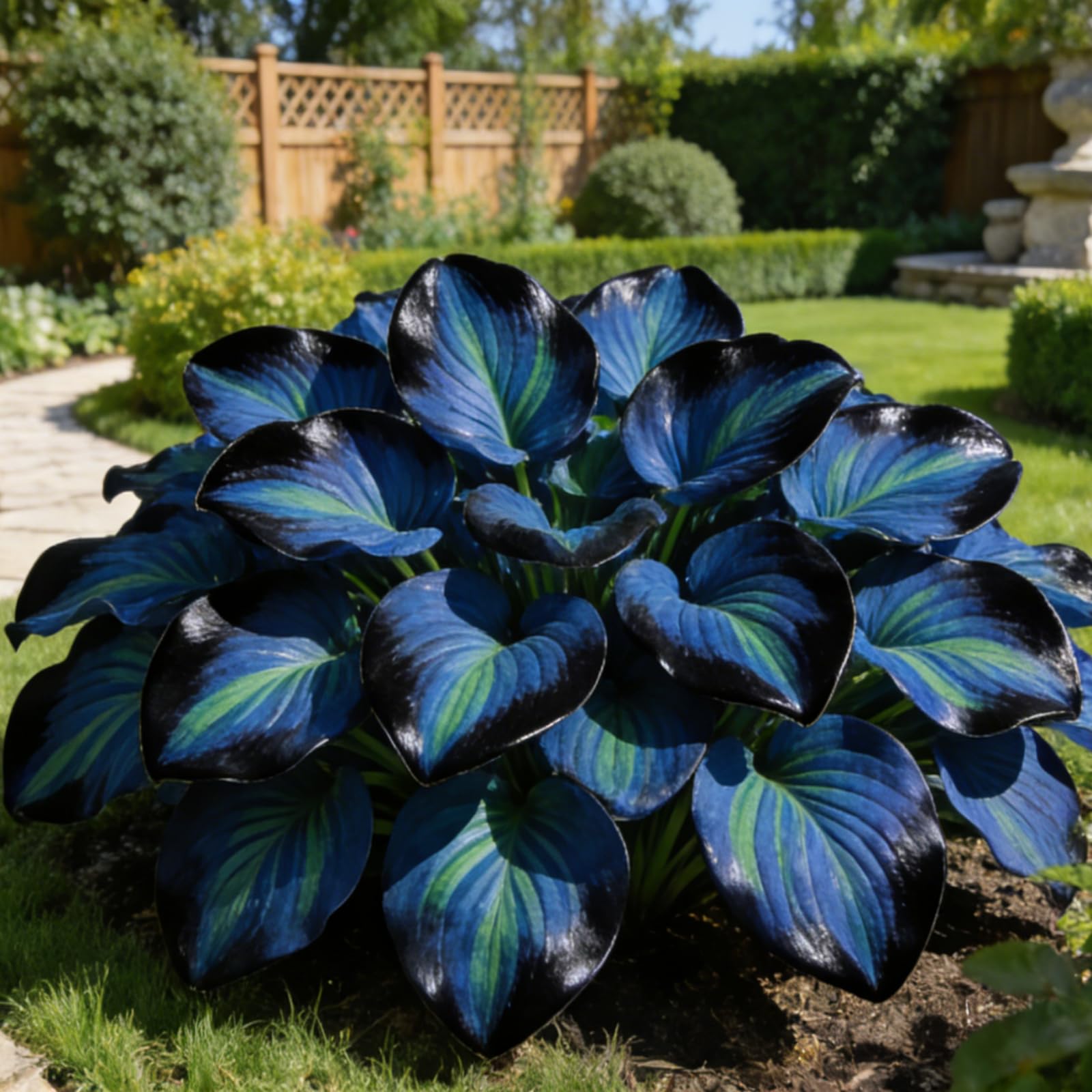 Midnight Blue Heart Hosta Bulbs: Fast-Growing ＆ Shade-Tolerant, Perfect for Garden Borders & Landscapes, Excellent Display -8 Bulbs-G