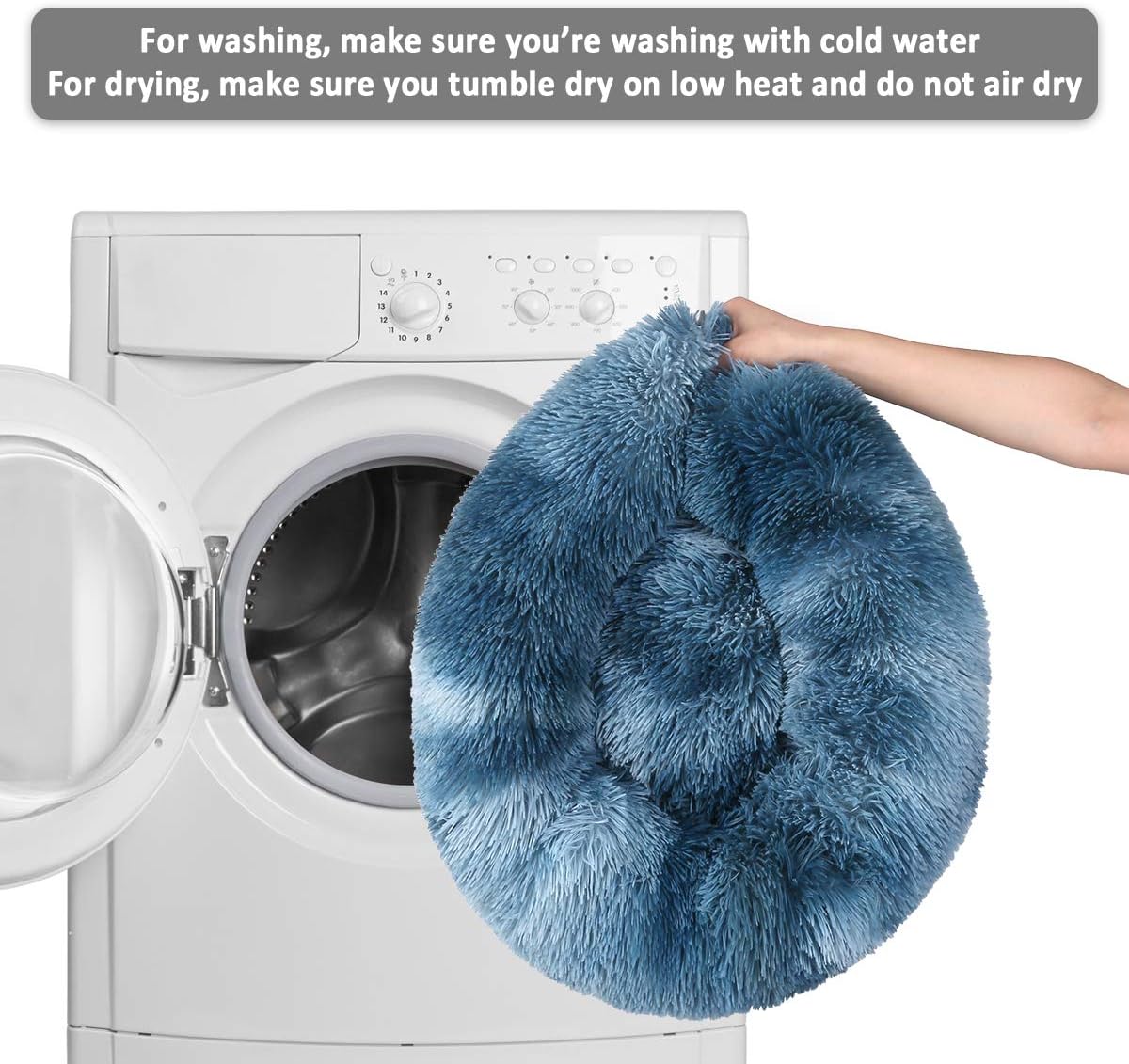 NOYAL Calming Donut Dog Bed for Small to Medium Dogs & Cats - Plush Faux Fur Anti-Anxiety Pet Bed with Machine Washable Cover & Non-Slip Base