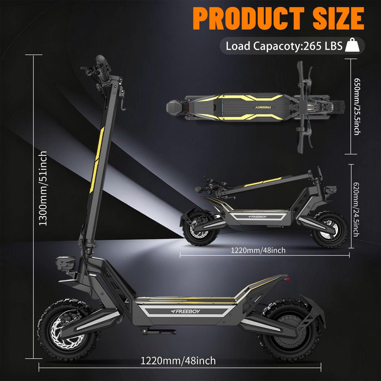 Trottinette Électrique Adulte 1200W - 11" Tout Terrain Trotinette Electrique Pliable Autonomie 55KM,Batterie 48V 18.2Ah Escooter Double Suspension Double Frein Scooter Charge 120kg