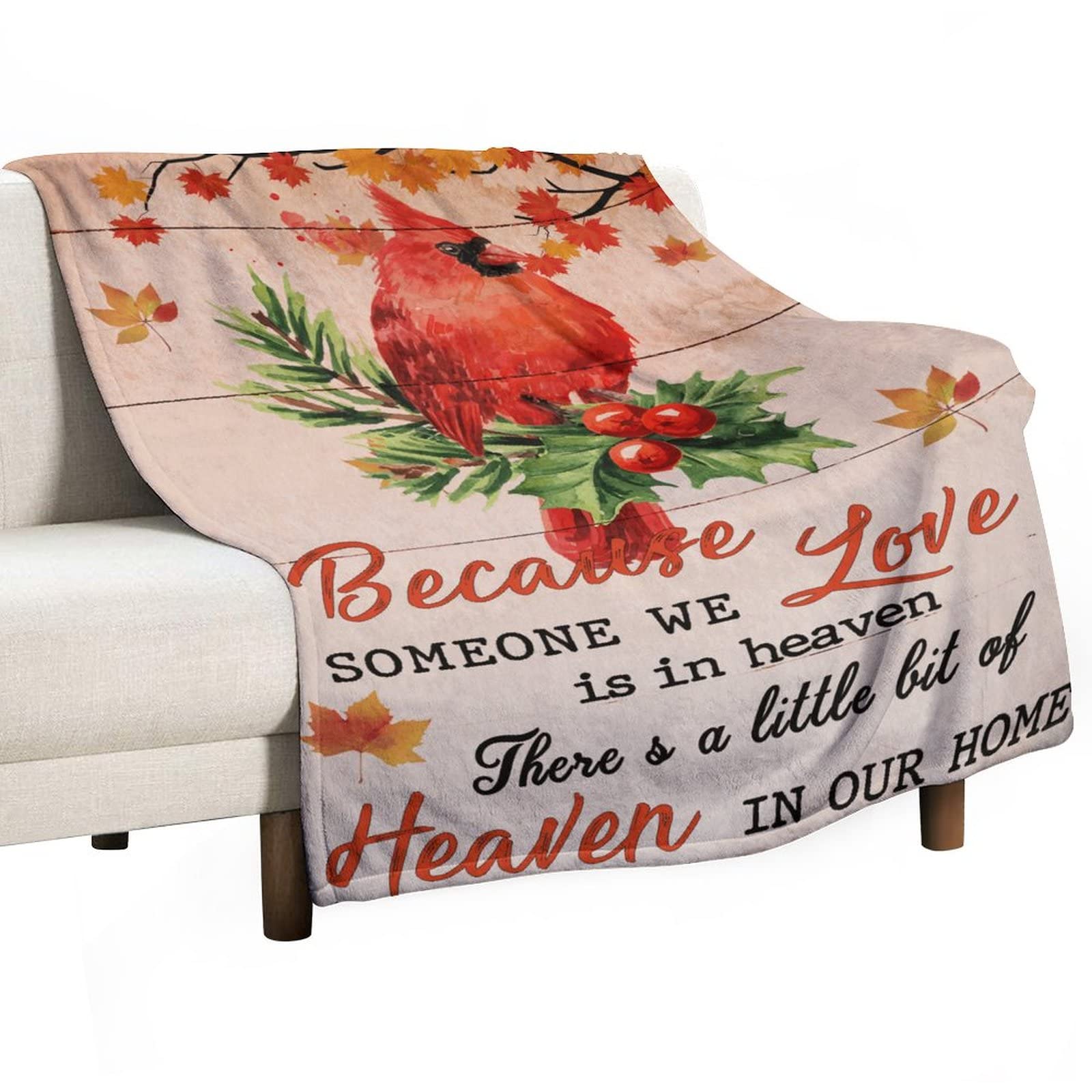 Couverture de canapé flanelle polaire oiseaux rouges motif commémoratif 130x150cm