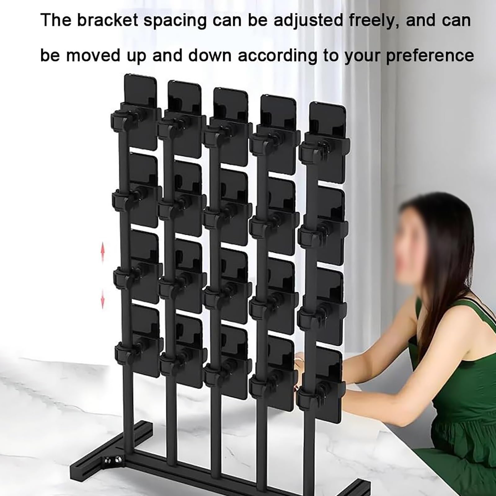 Supporto per telefono cellulare girevole a 360° in metallo multistrato per videoconferenze e live streaming, supporto regolabile per smartphone multi-fila per controllo di gruppo
