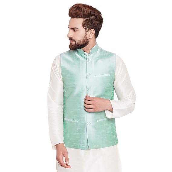 Men's Dupion Silk Nehru Jacket.