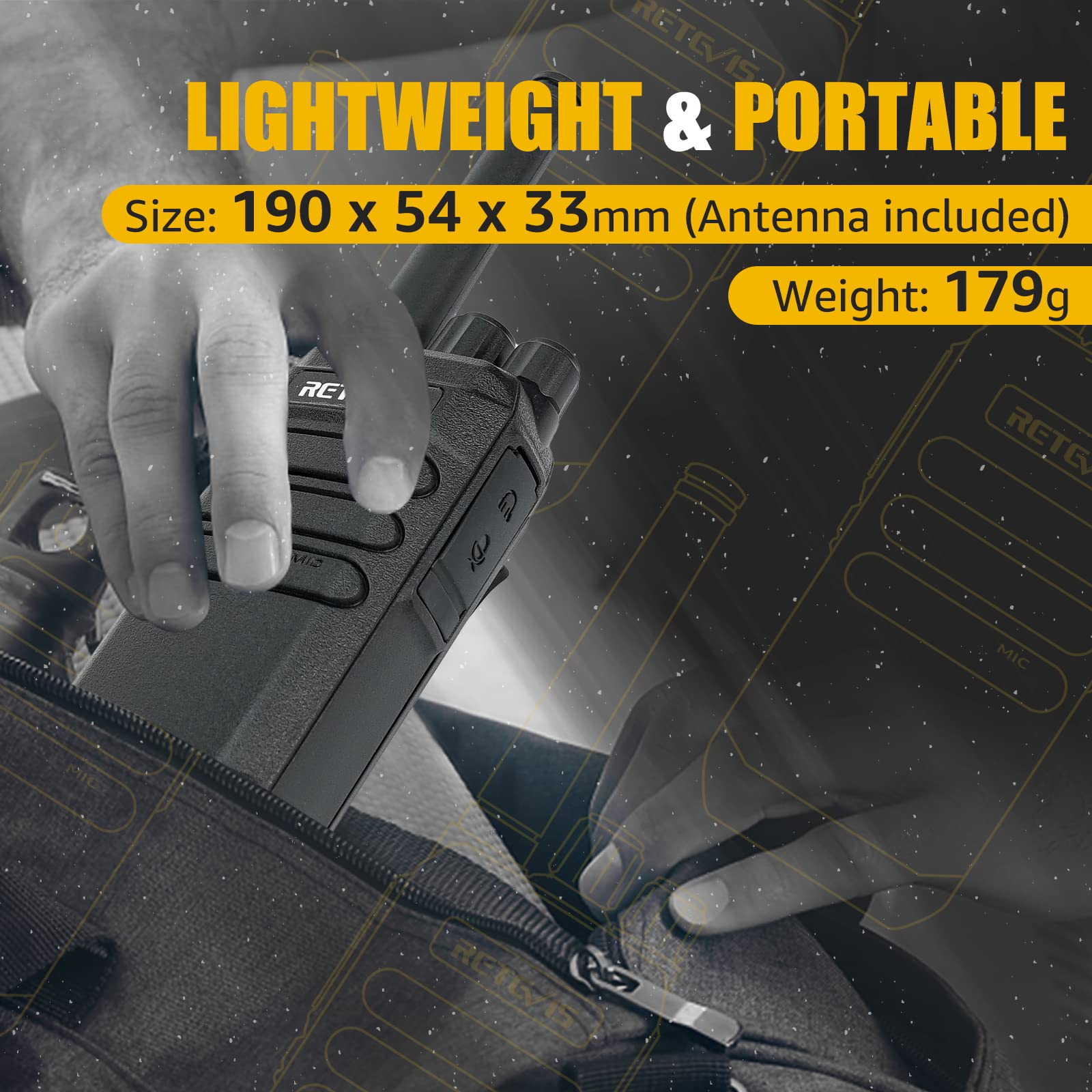 Retvis RT40 Digital DMR Walkie Talkie, PMR446 Free Free 2 Way Radio, 2000Mah, VOX, 48 kanałów cyfrowe/analogowe Walkie Talkie dla rodziny, podróży (czarny, 1PCS)