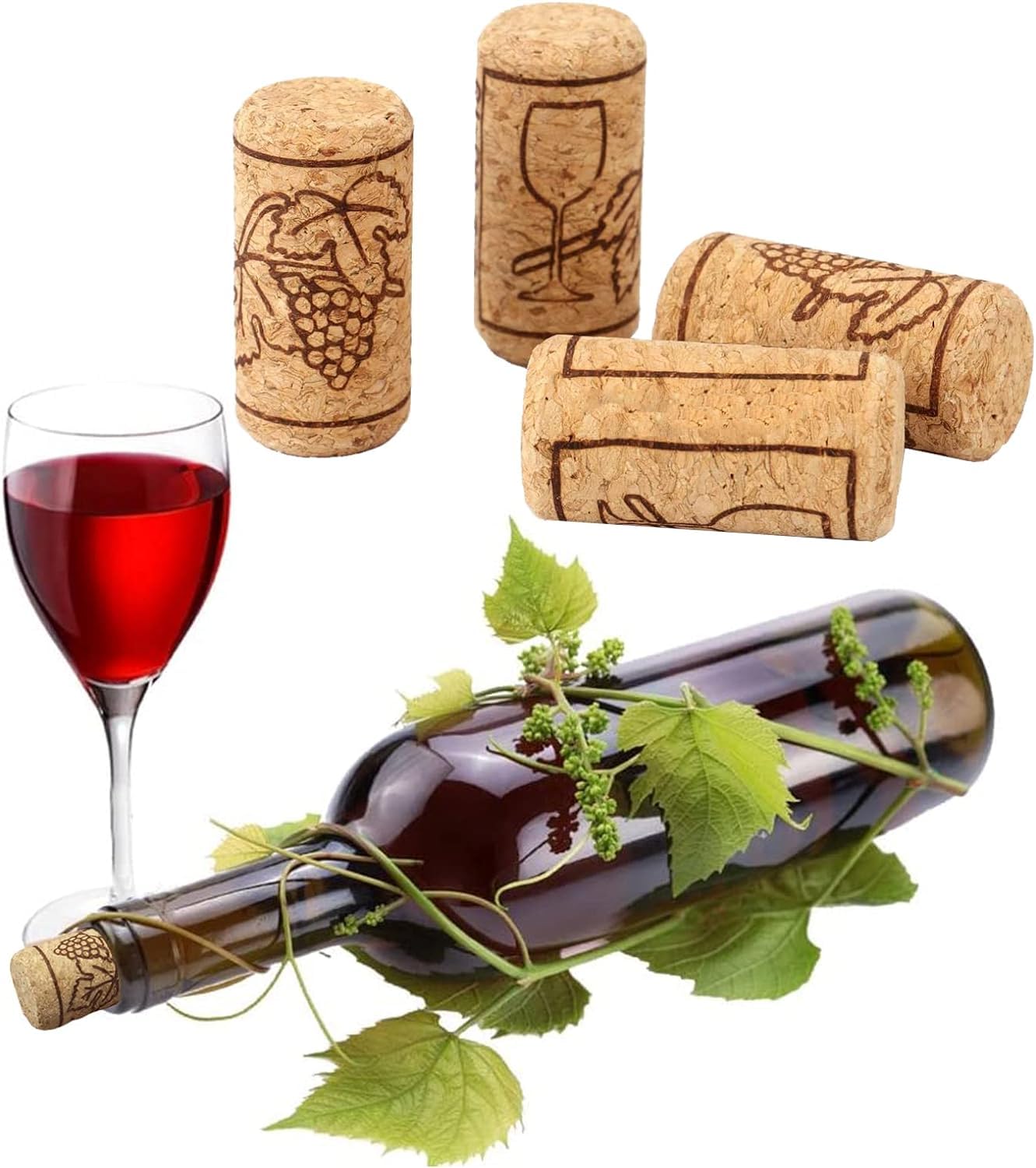 Corcho 100 piezas, 2,2 x 4,4 cm, para manualidades, botella de champán, botellas de vino y cerveza, con patrón