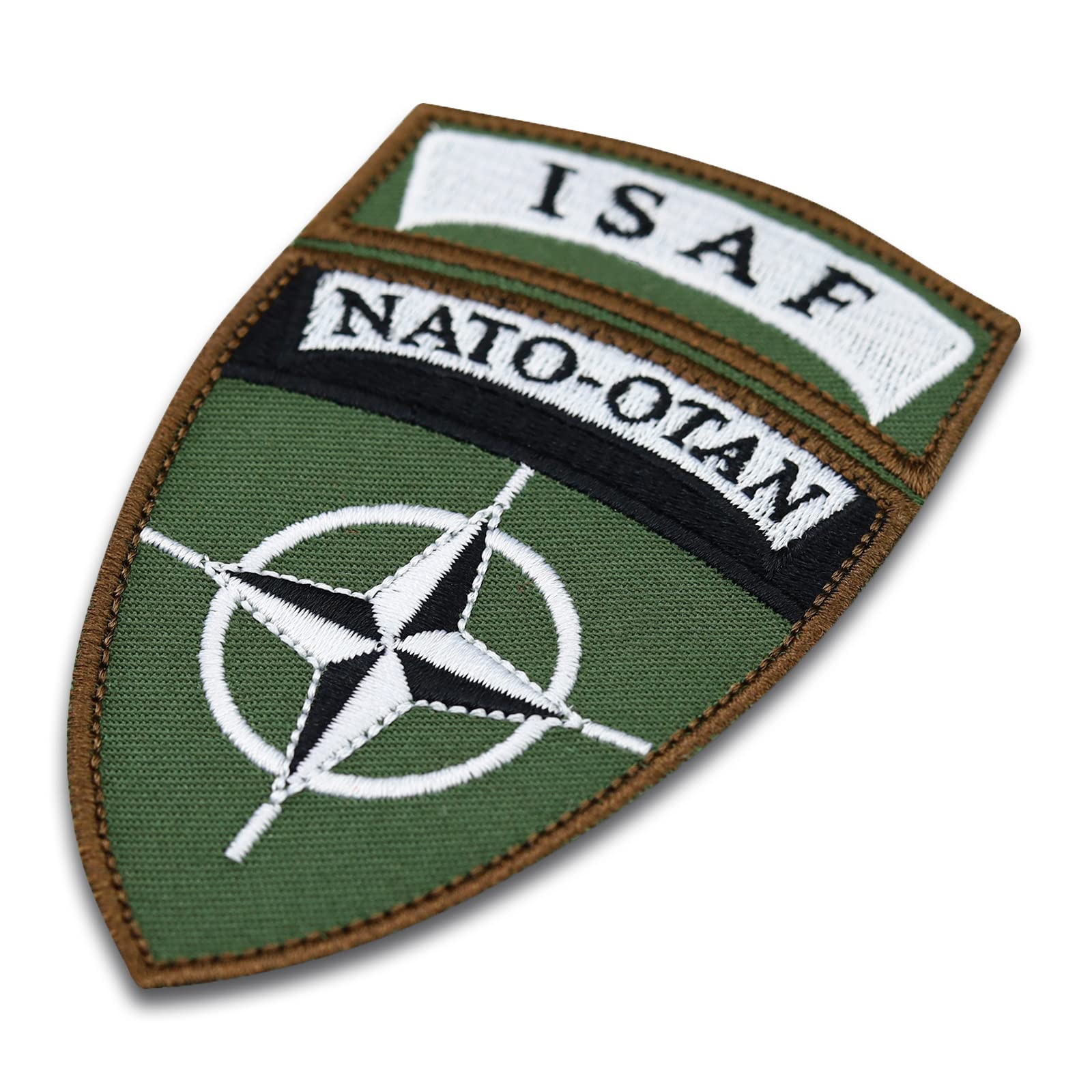Patch Brodé OTAN ISAF Afghanistan - Sweatshirt Militaire Bleu Blanc Jaune - 241 G Coupe Classique - 11