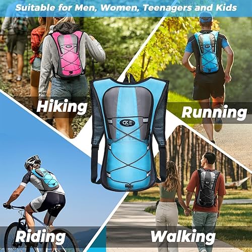 Miniatura 6 de Mochila de hidratación Mochila de hidratación Mochila de agua con bolsa de hidratación de 2 L (70 onzas) para hombres, mujeres, niños, para correr,