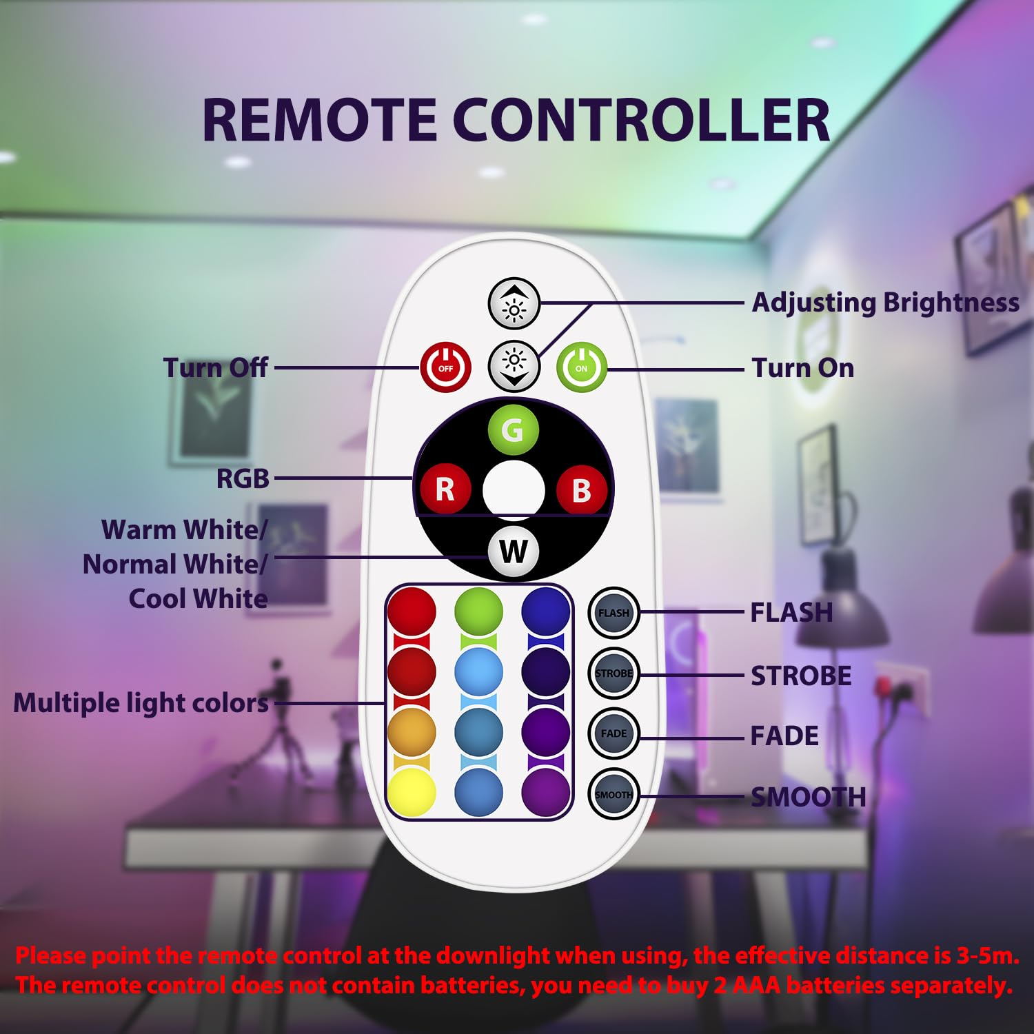 Faretti LED da Incasso 7W, Foro 60mm RGB Rotondi con Telecomando IR Faretto da Soffitto RGBW WW CW 230V Dimmerabile Cambia Colore Lampada da Incasso a LED in Alluminio piatto (Pacco da 6)