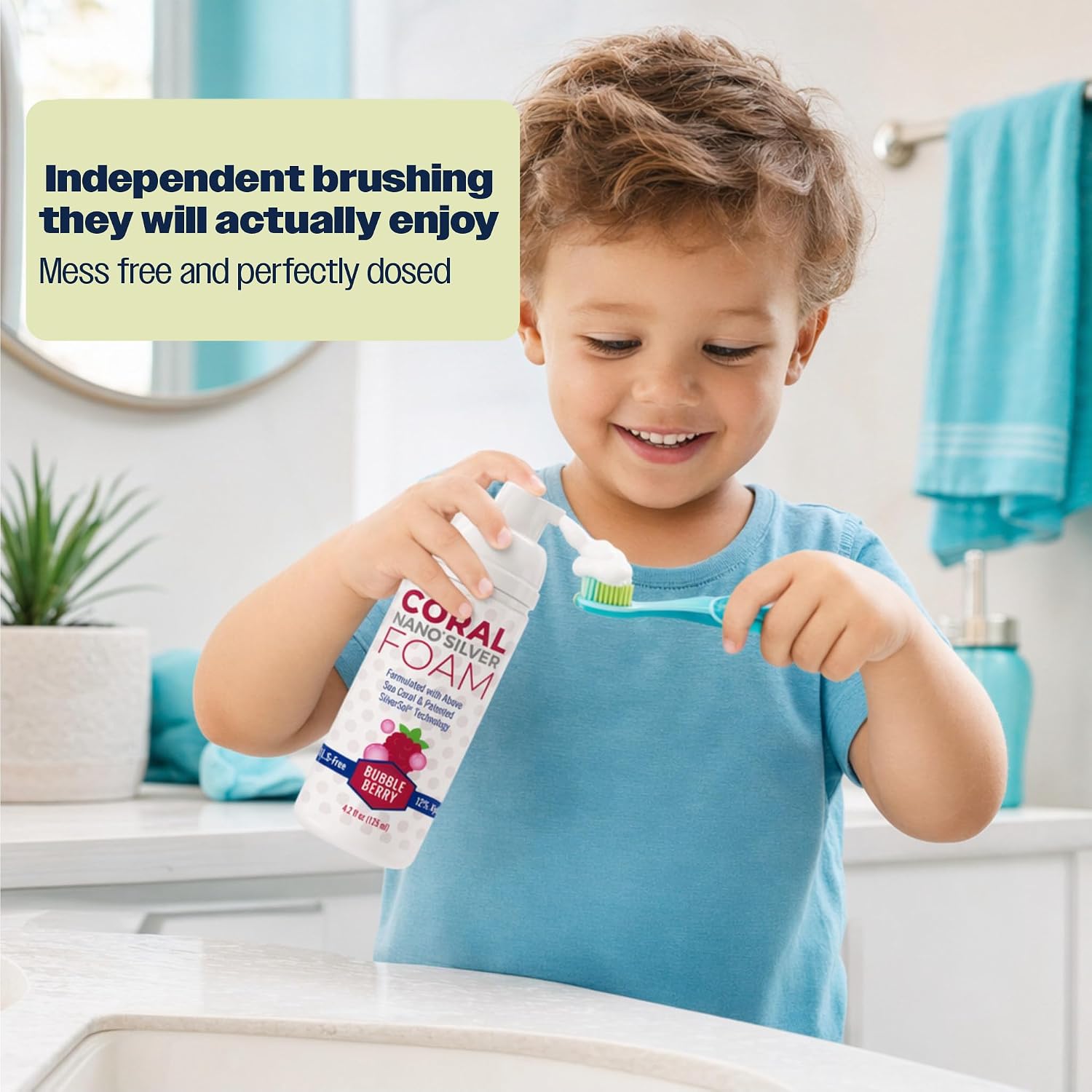 Kids Bubble Berry Fluoride Free Foaming Toothpaste – Coral Calcium, Xylitol & Nano Silver Natural Foam Toothpaste for Kids 6+, SLS & Glycerin Free, Gentle Daily Oral Care, Made in USA, 4 oz image 2
